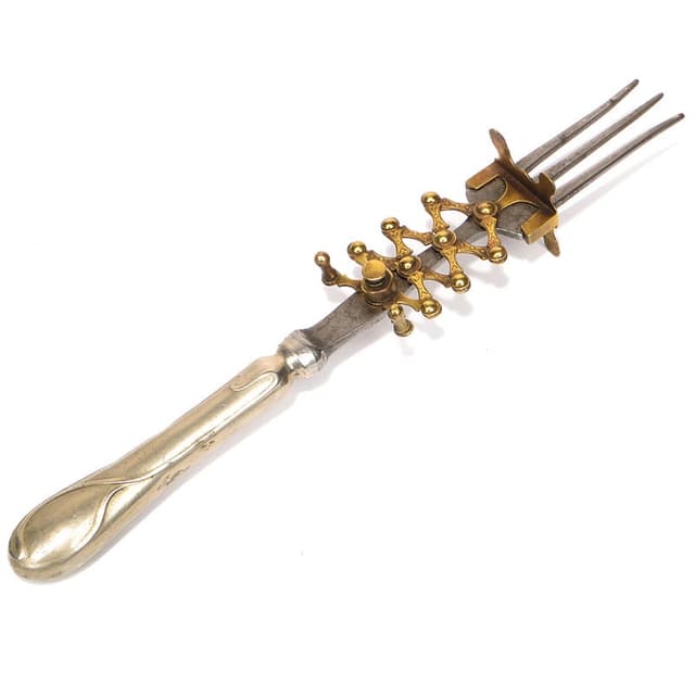 Serving Fork, Art Nouveau, silver metal, Austria, 19th century - DIMENSION