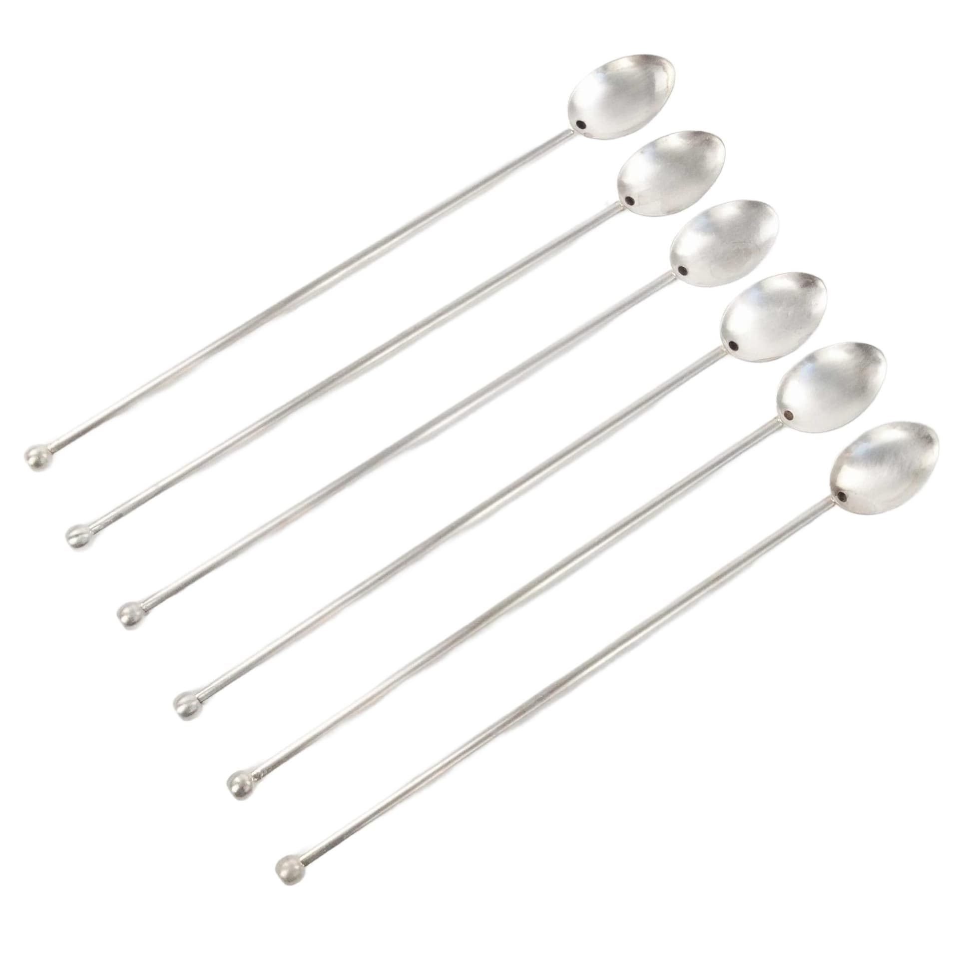 Set of cocktail spoons, Art Deco, silver, silver-plated brass, France, 1950s