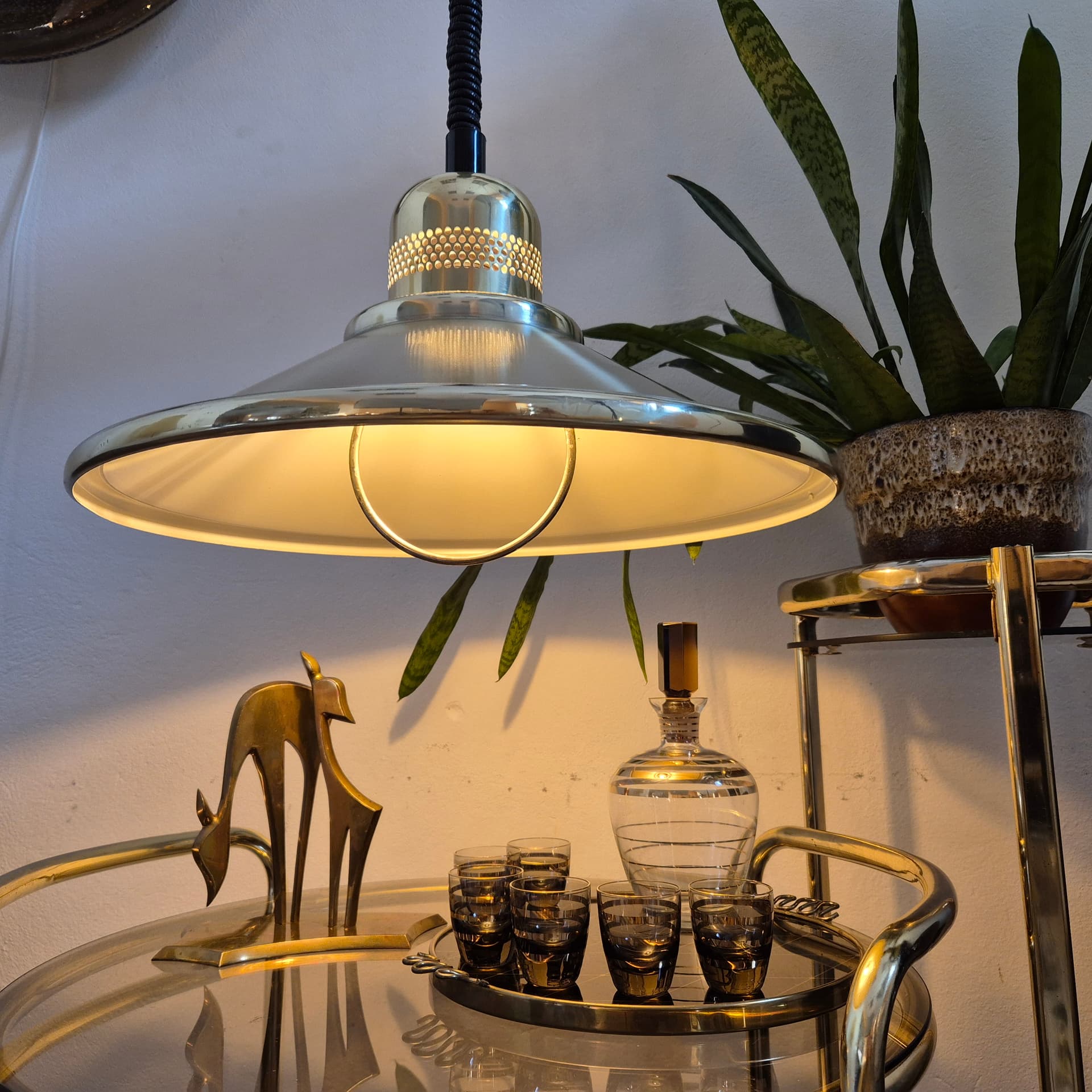 Pendant lamp, golden brass, Norway, 1960s. - 196784