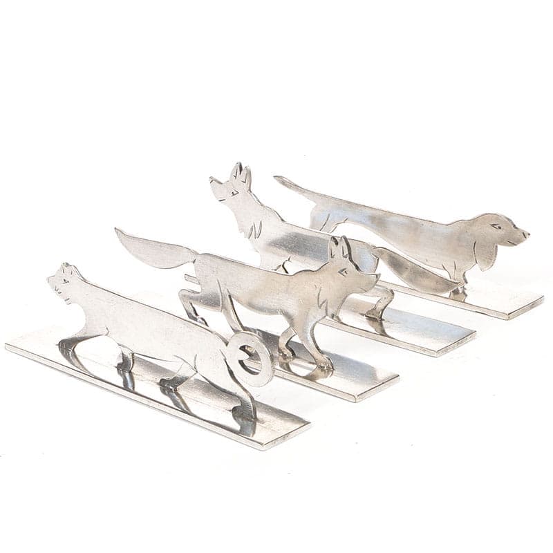 Set of figural knife rests Art Deco, silver brass, Western Europe, 1920s.