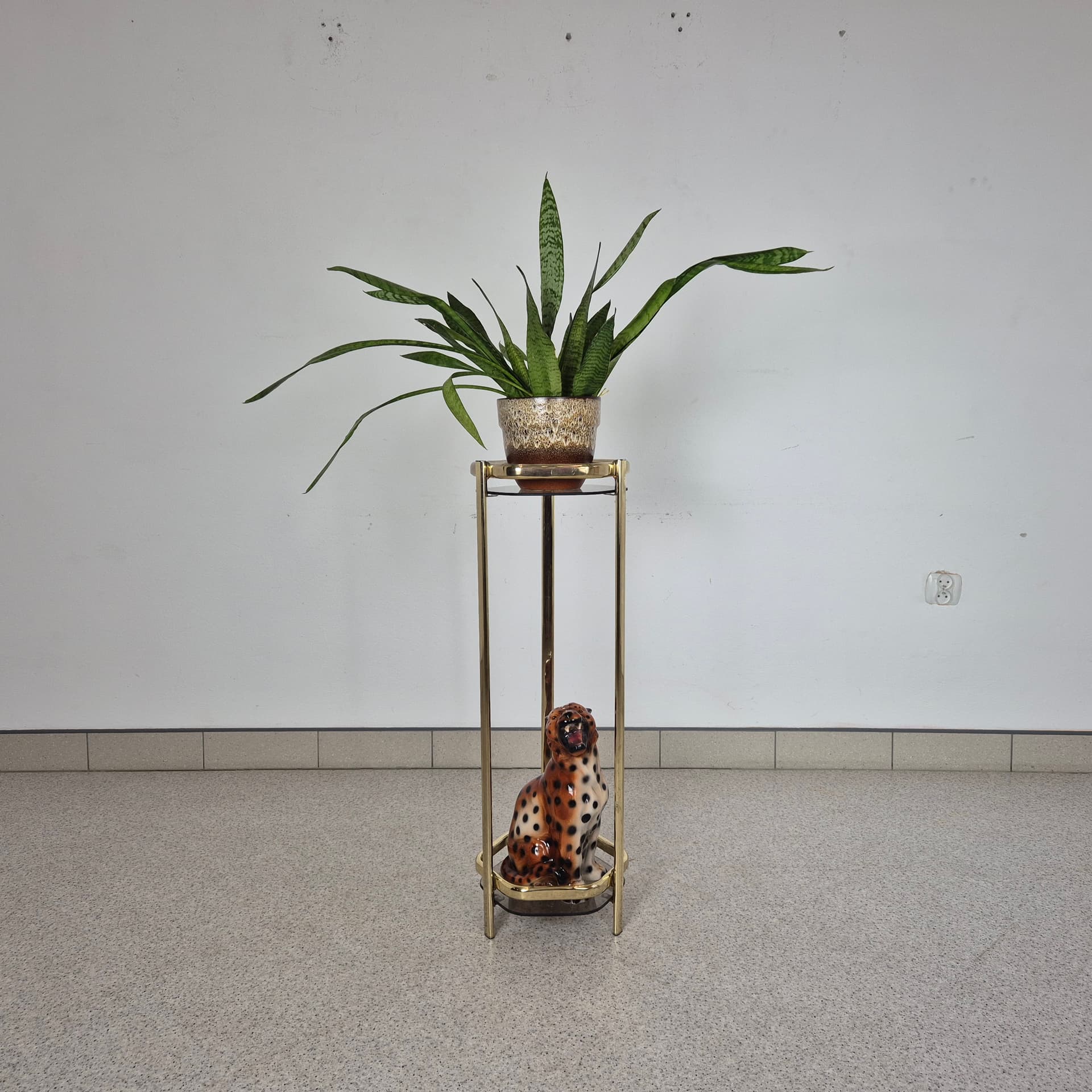 Plant Stand Hollywood Regency, golden brass, Germany, 1980s. - 196818