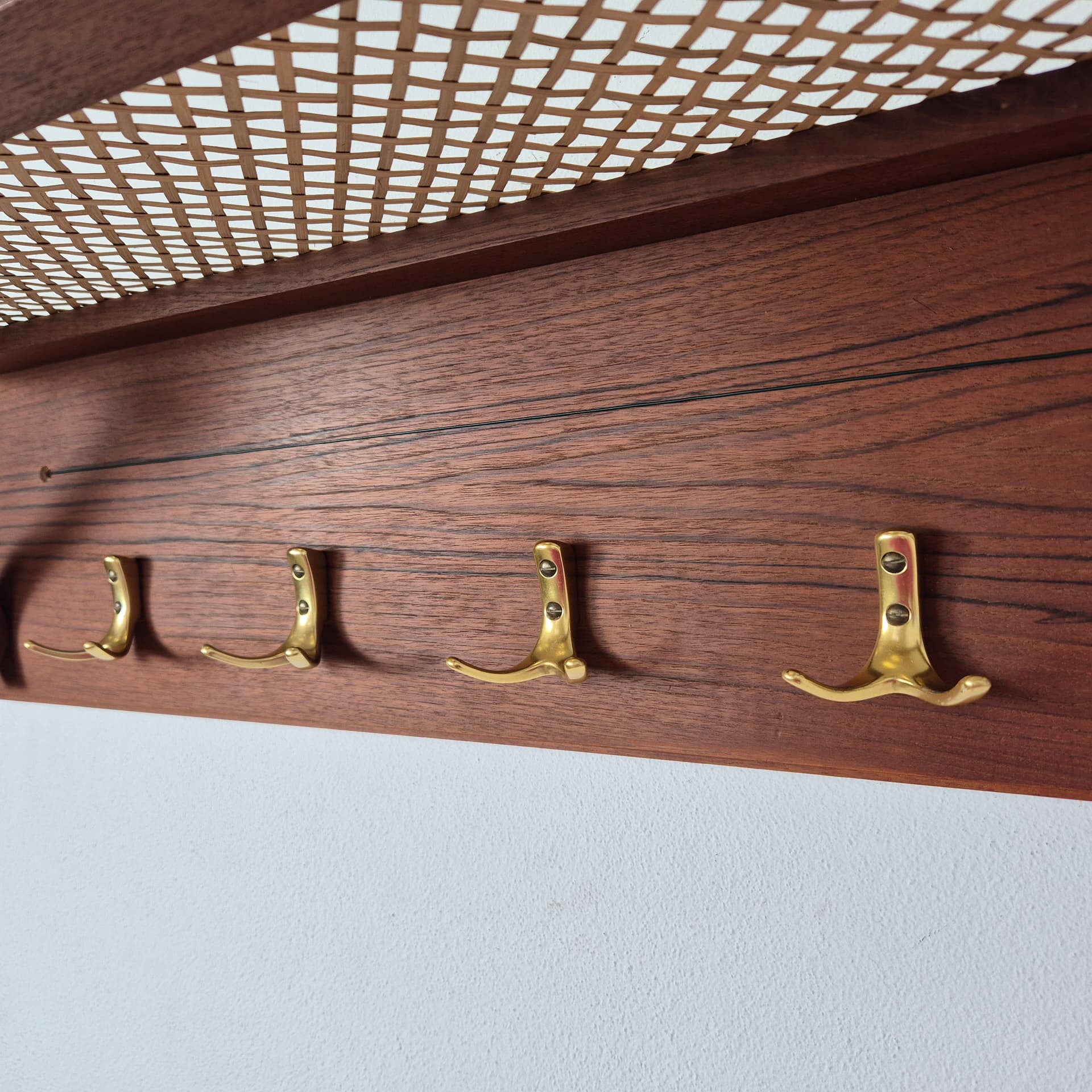 Wieszak ścienny z plecionką wiedeńską, drewno jasnobrązowy, Niemcy, lata 50. - 196835