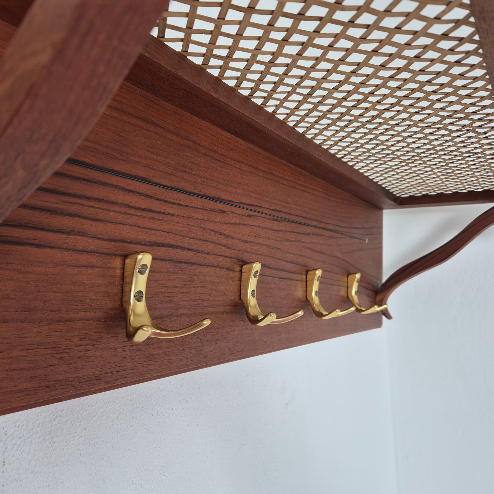 Wieszak ścienny z plecionką wiedeńską, drewno jasnobrązowy, Niemcy, lata 50. - 196834