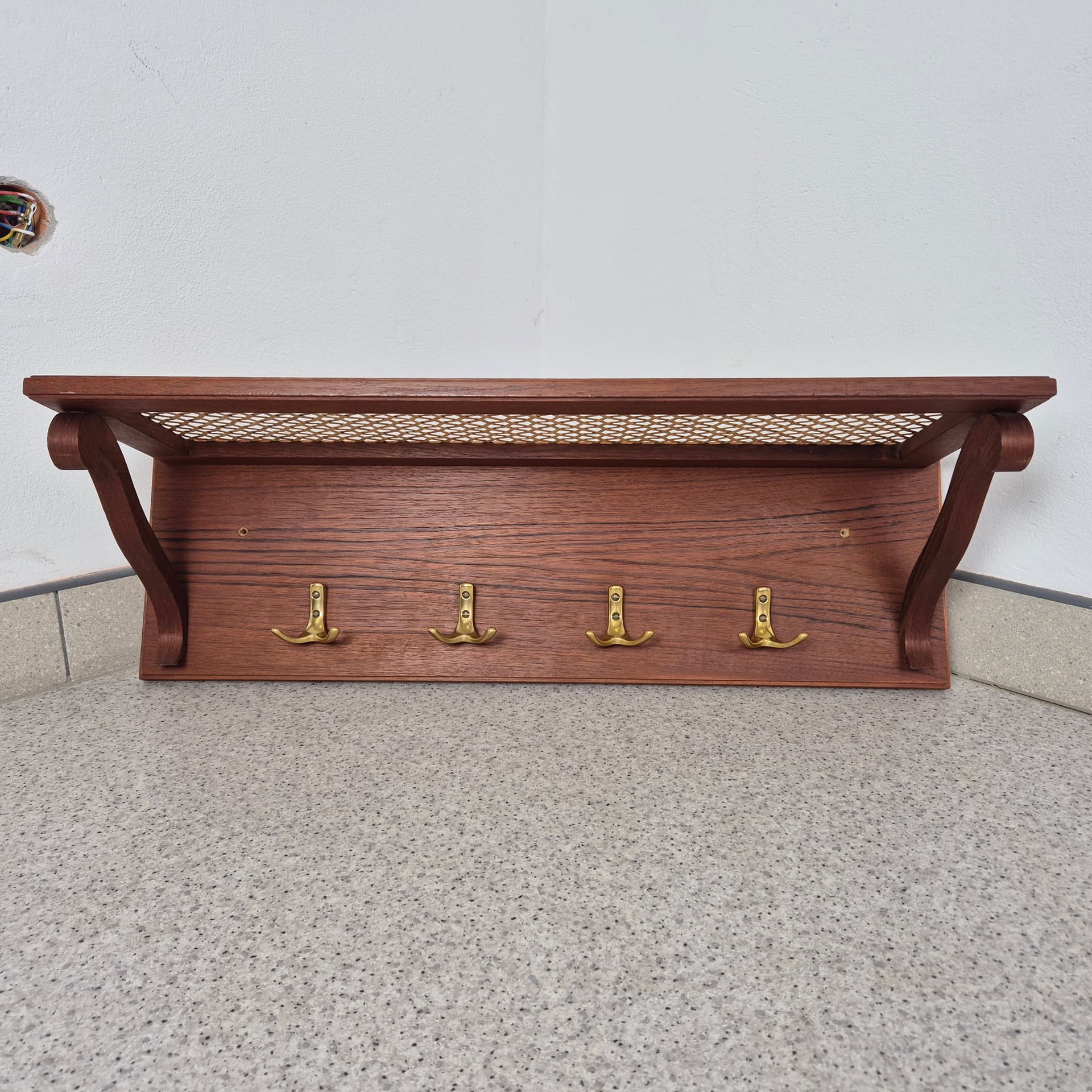 Wieszak ścienny z plecionką wiedeńską, drewno jasnobrązowy, Niemcy, lata 50. - 196833