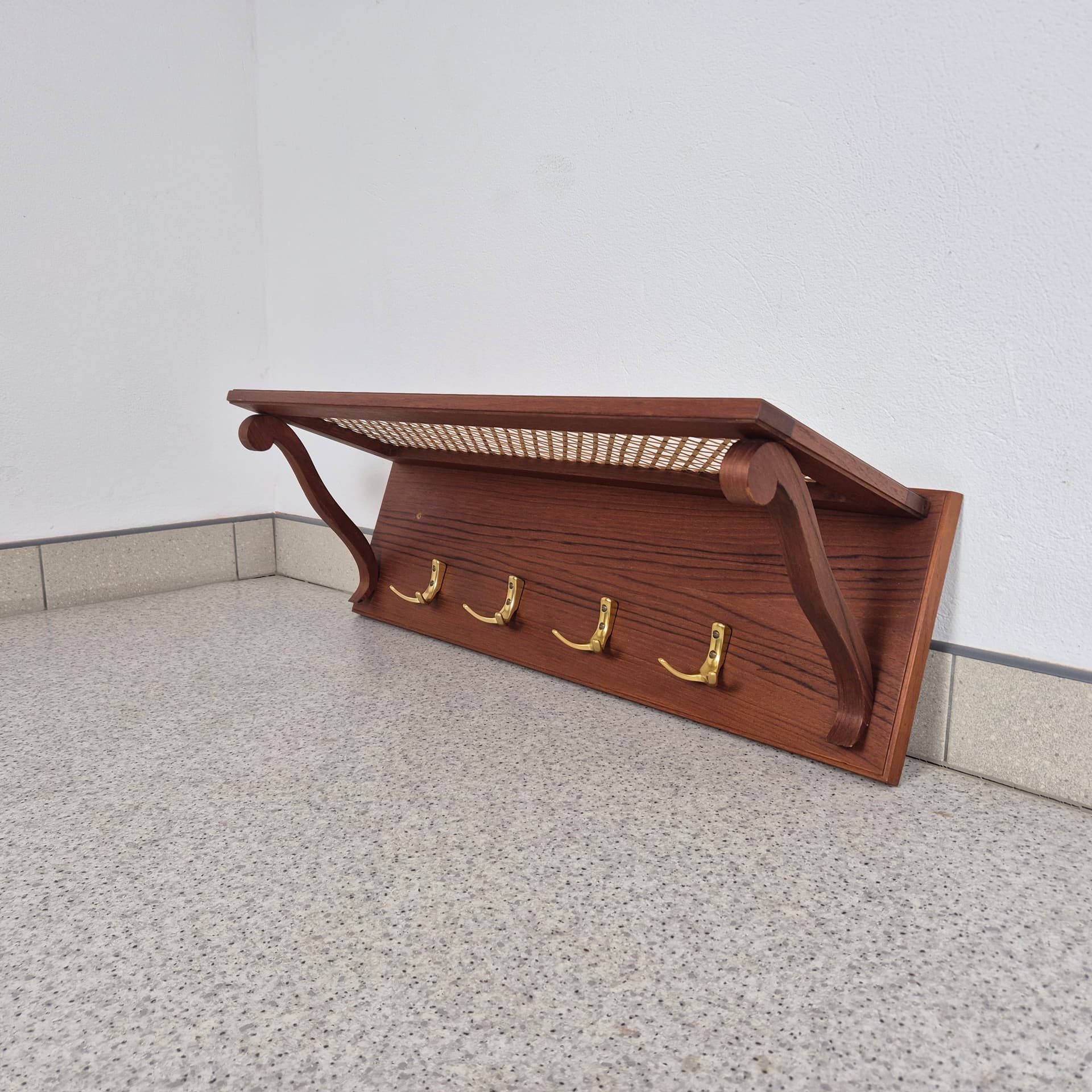 Wieszak ścienny z plecionką wiedeńską, drewno jasnobrązowy, Niemcy, lata 50. - 196831