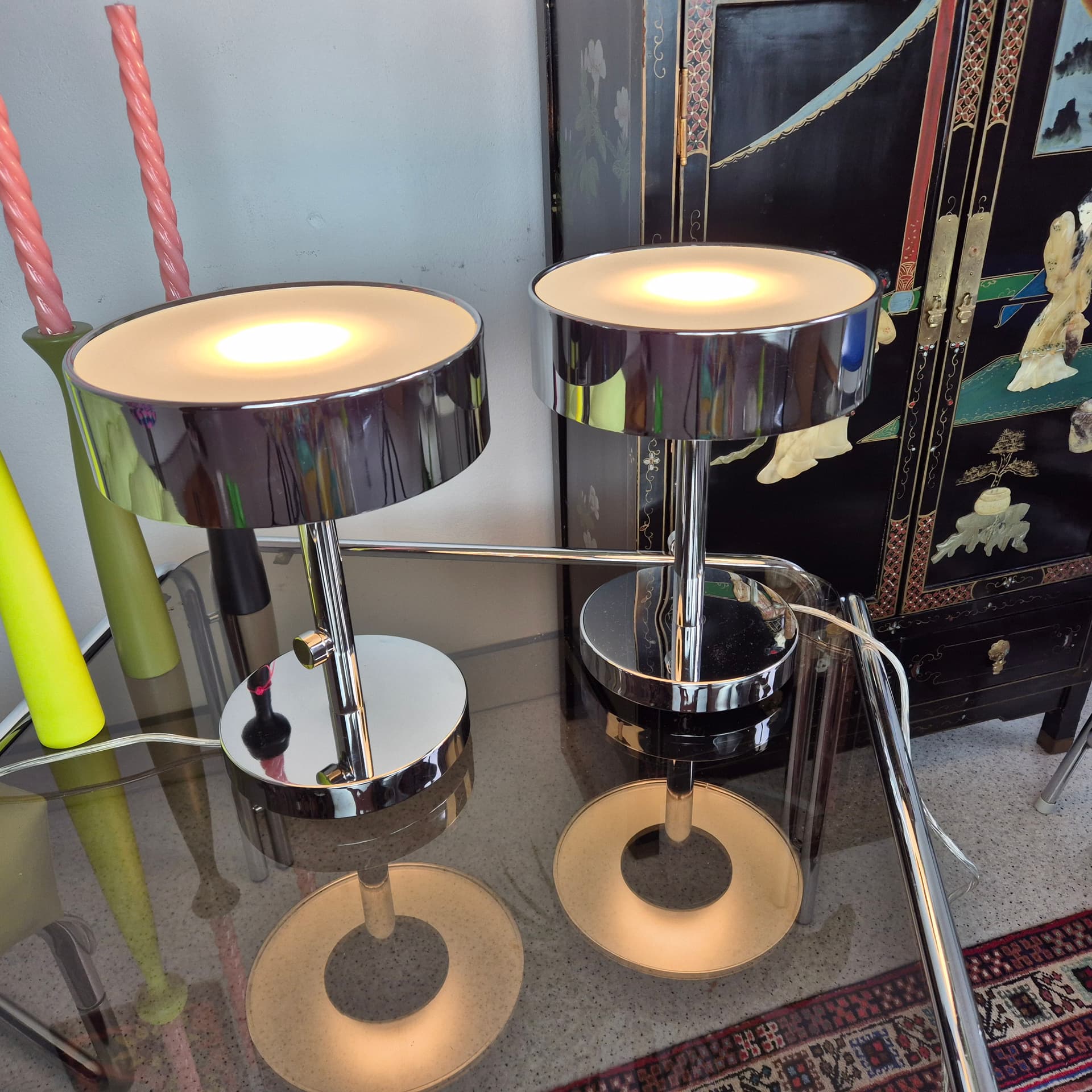 Lampa stołowa Stockholm, metal chromowany srebrny, proj. Ola Wihlborg, Ikea, lata 20. - 196954