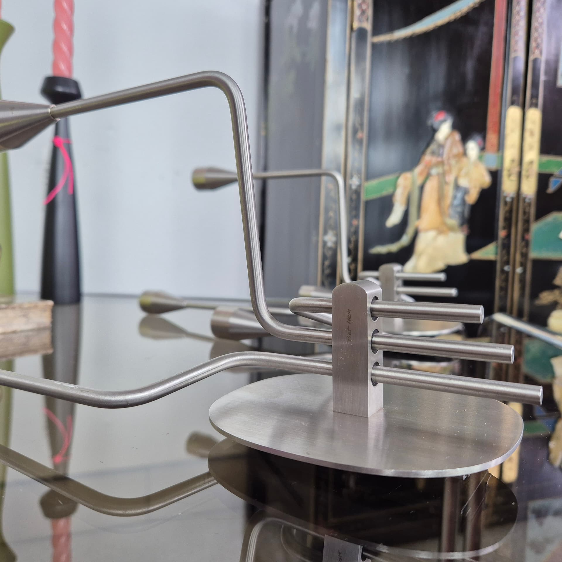 Świecznik ścienny Orion, stal nierdzewna srebrny, proj. P. Hein, Dania, XXI w. - 196965