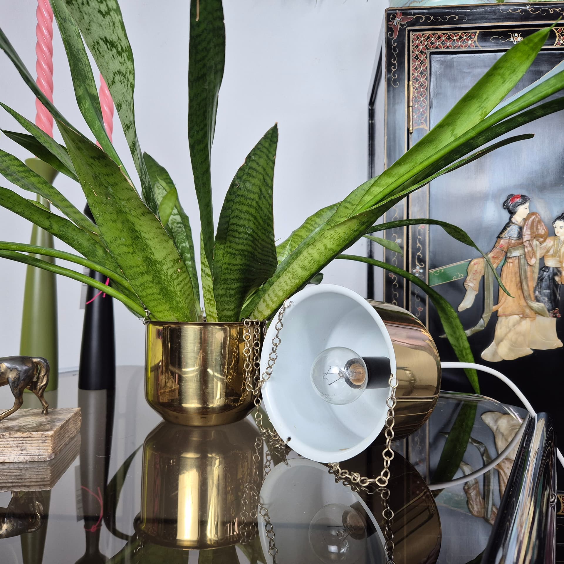 Pendant lamp, golden brass, Denmark, 1970s. - 196978