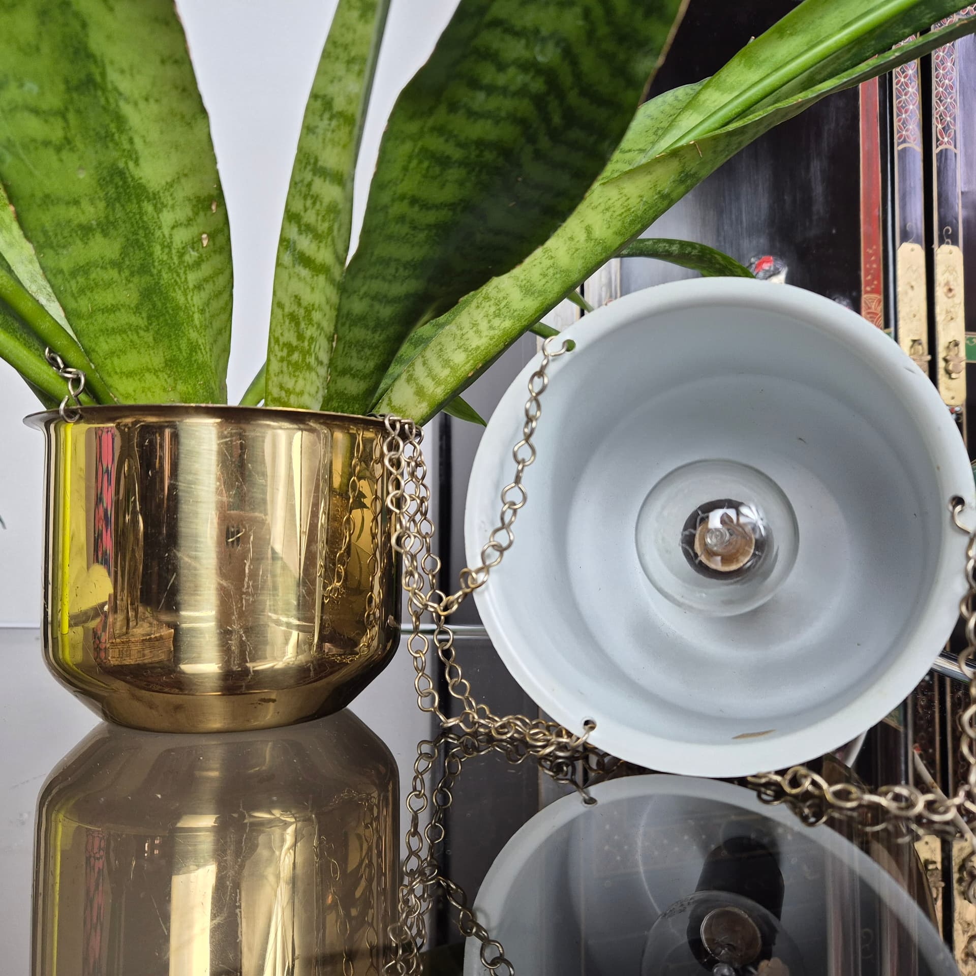 Pendant lamp, golden brass, Denmark, 1970s. - 196976