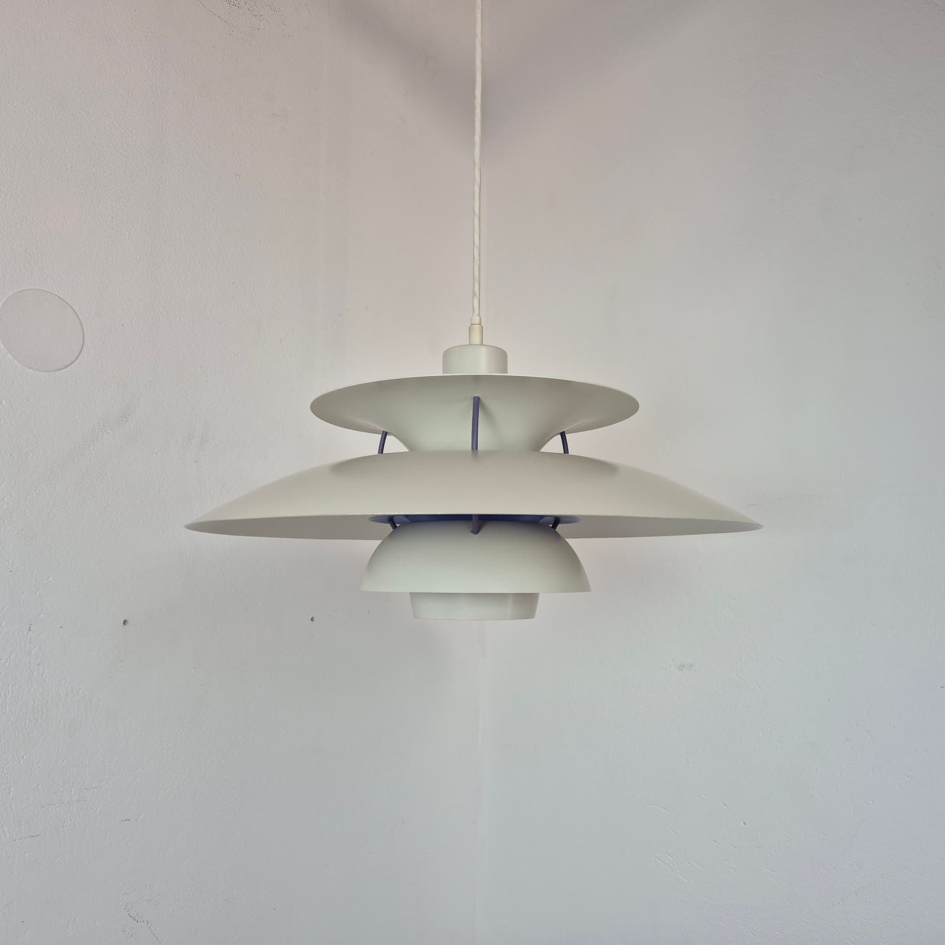 Pendant lamp PH 5, grey metal, by P. Henningsen, Louis Poulsen, Denmark, 1980s. - 196979