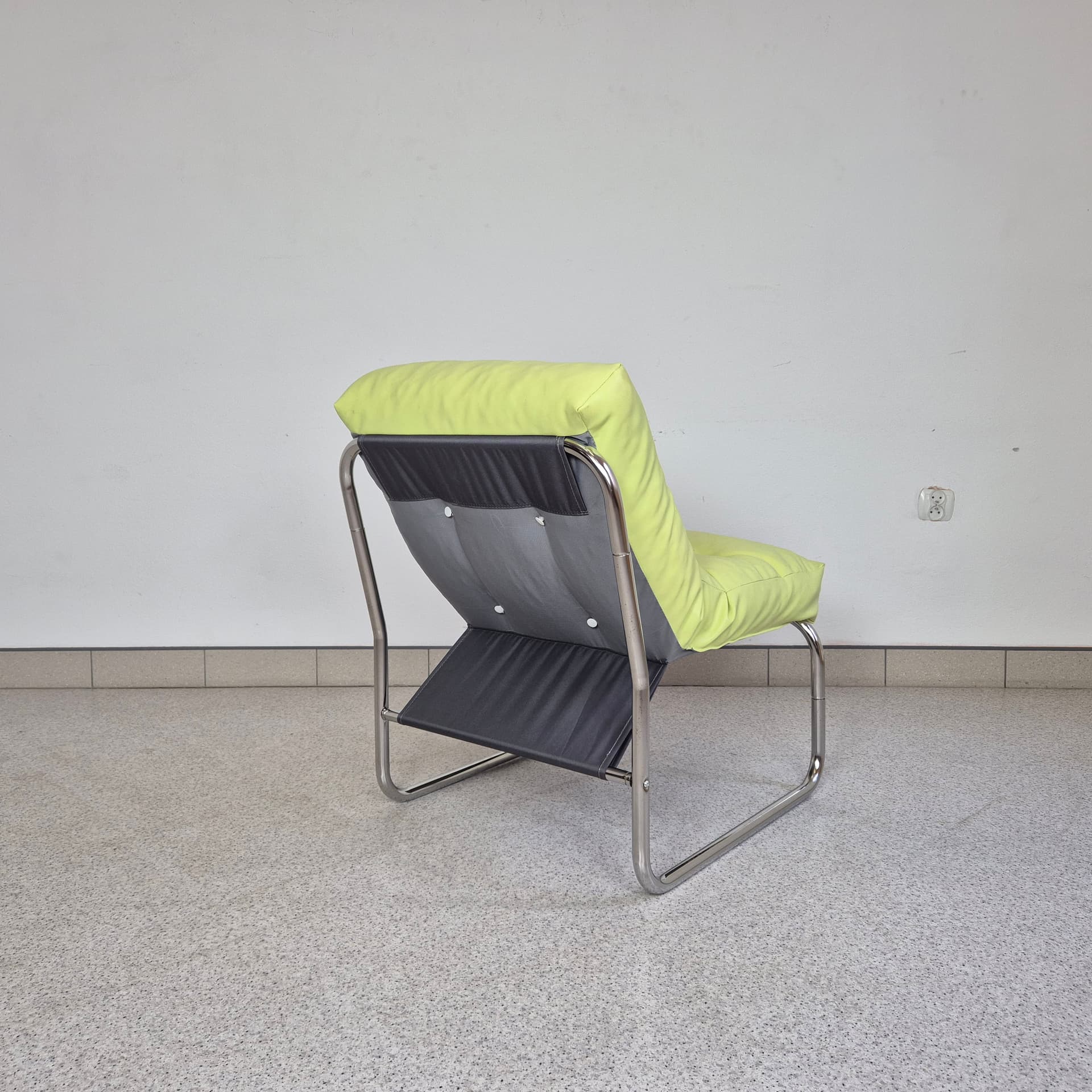 Armchair Pixi, green, fabric chrome, by G. Lundgren, Ikea, Sweden, 1970s. - 197018