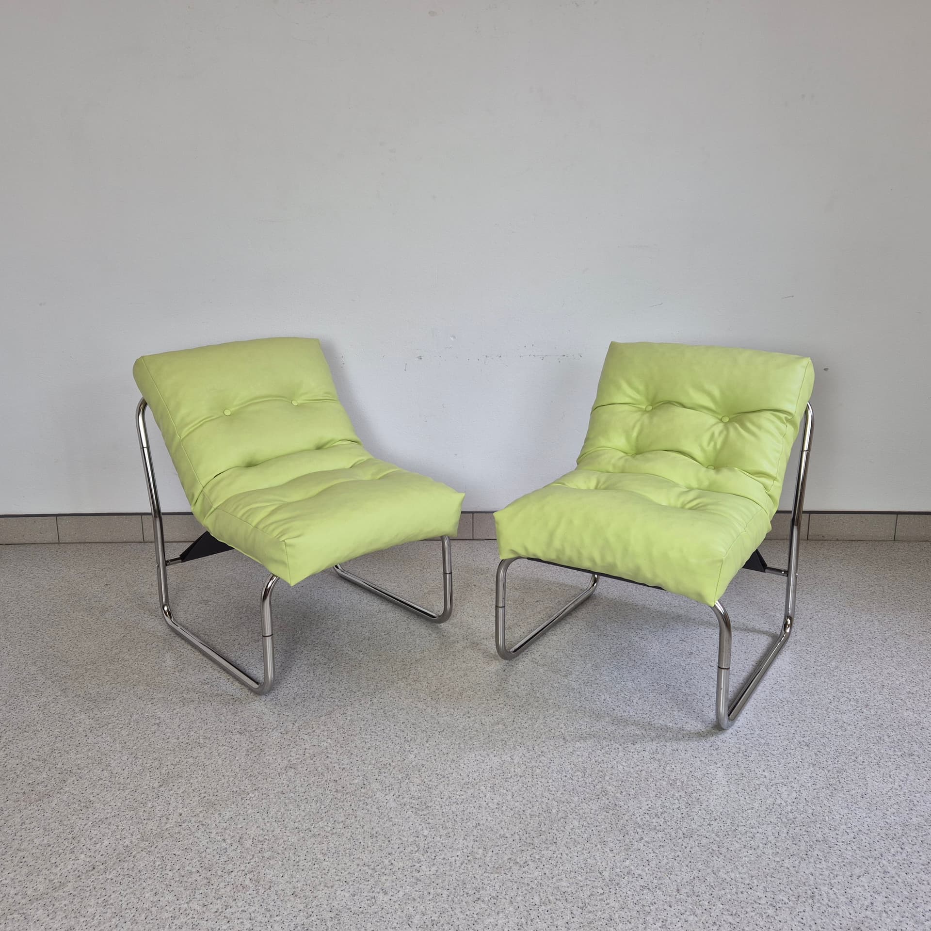 Armchair Pixi, green, fabric chrome, by G. Lundgren, Ikea, Sweden, 1970s. - 197016