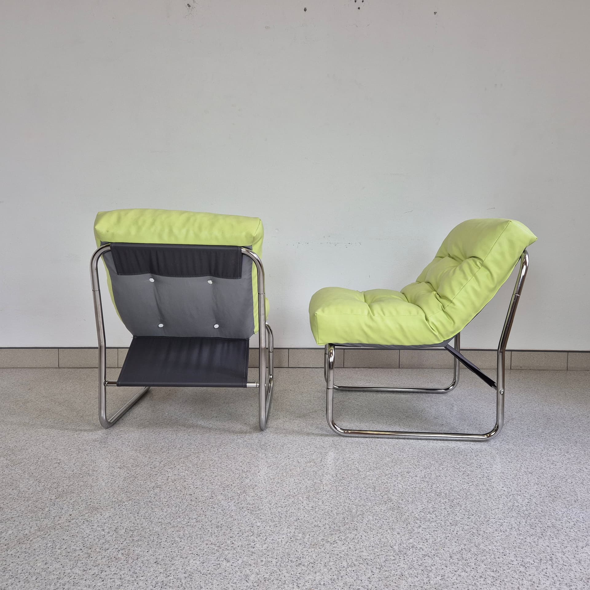 Armchair Pixi, green, fabric chrome, by G. Lundgren, Ikea, Sweden, 1970s. - 197024