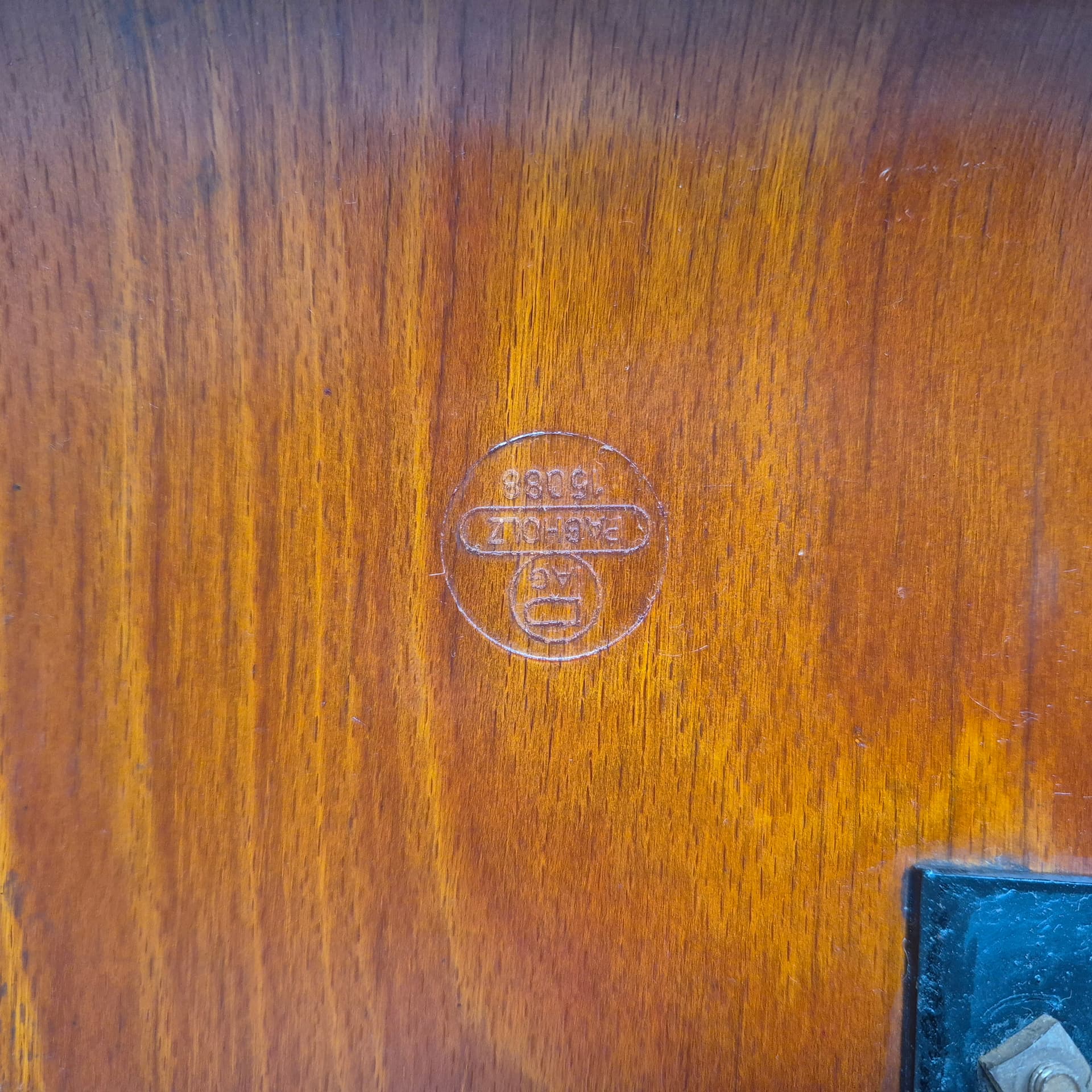 Krzesło biurowe, ciemnobrązowa sklejka, stal czarna, proj. E. Flötotto, Niemcy, lata 60. - 197038