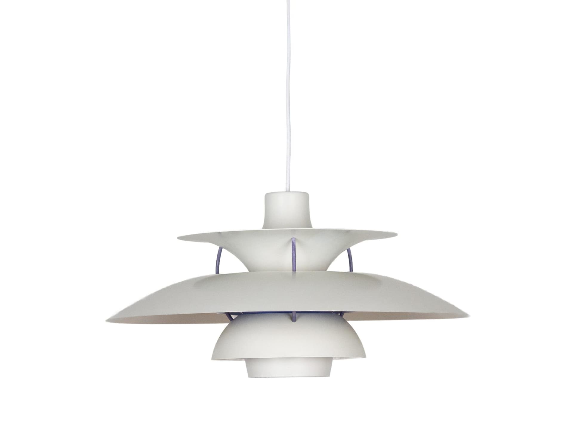 Pendant Lamp PH 5, white metal, by P. Henningsen, Louis Poulsen, Denmark, 1980s.