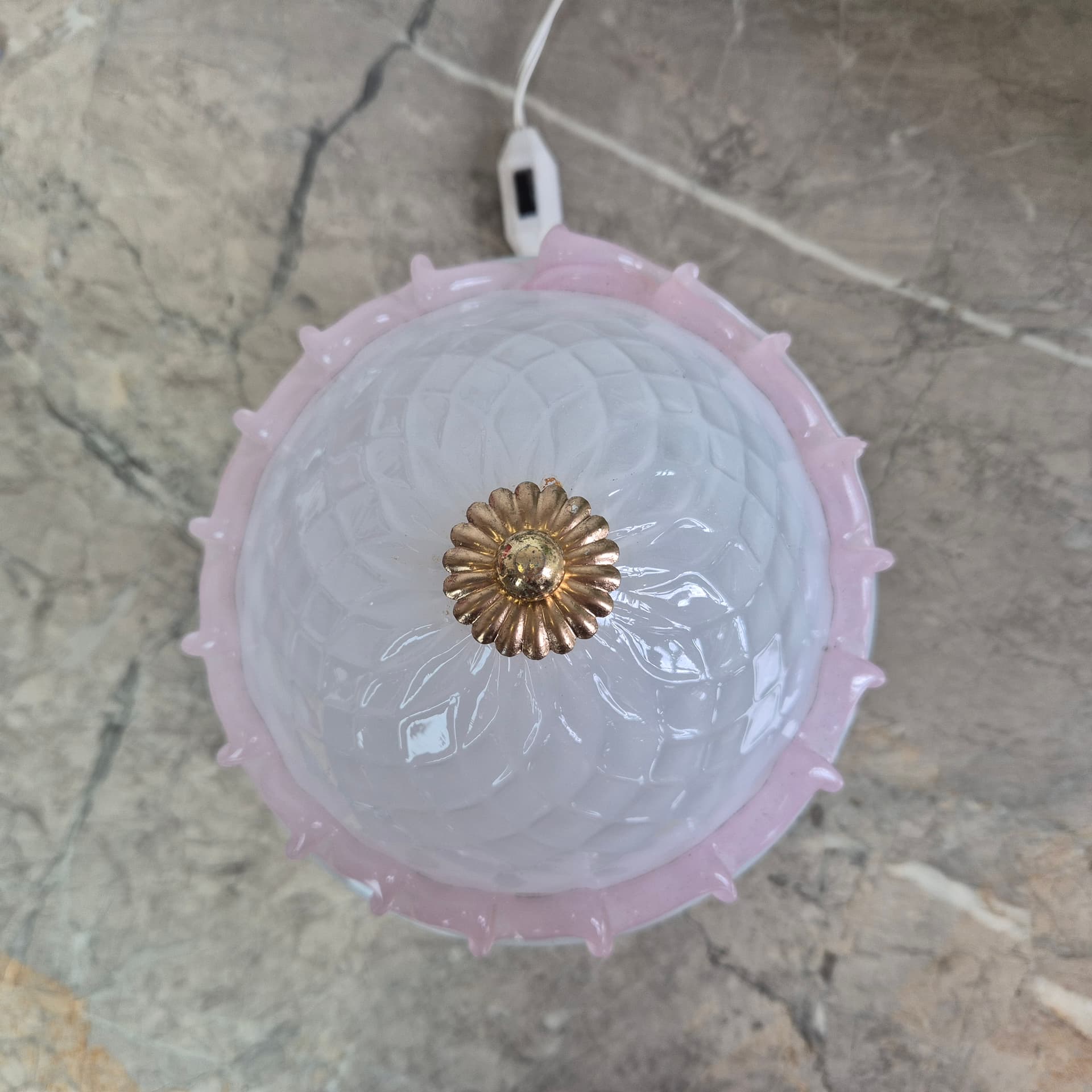 Lampka stołowa Murano, szkło białe, Włochy, lata 50. - 197150