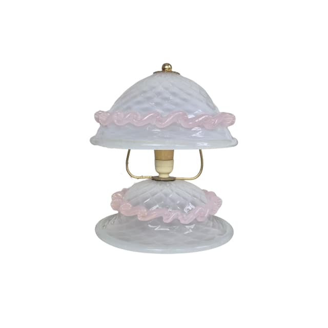 Lampka stołowa Murano, szkło białe, Włochy, lata 50. - WYMIARY