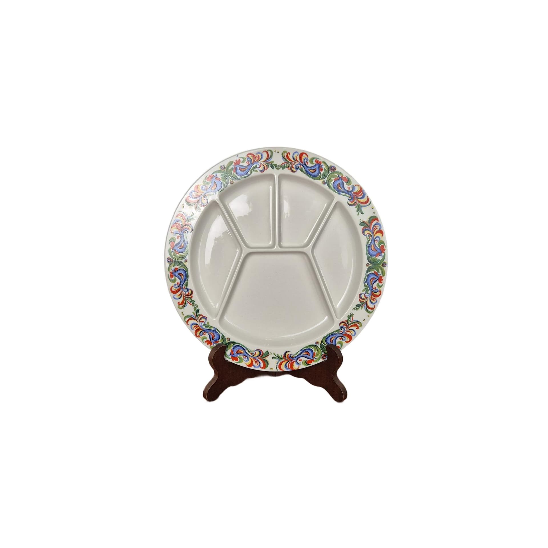 Fondue plate, ivory porcelain, Villeroy & Boch, Germany, 1970s.