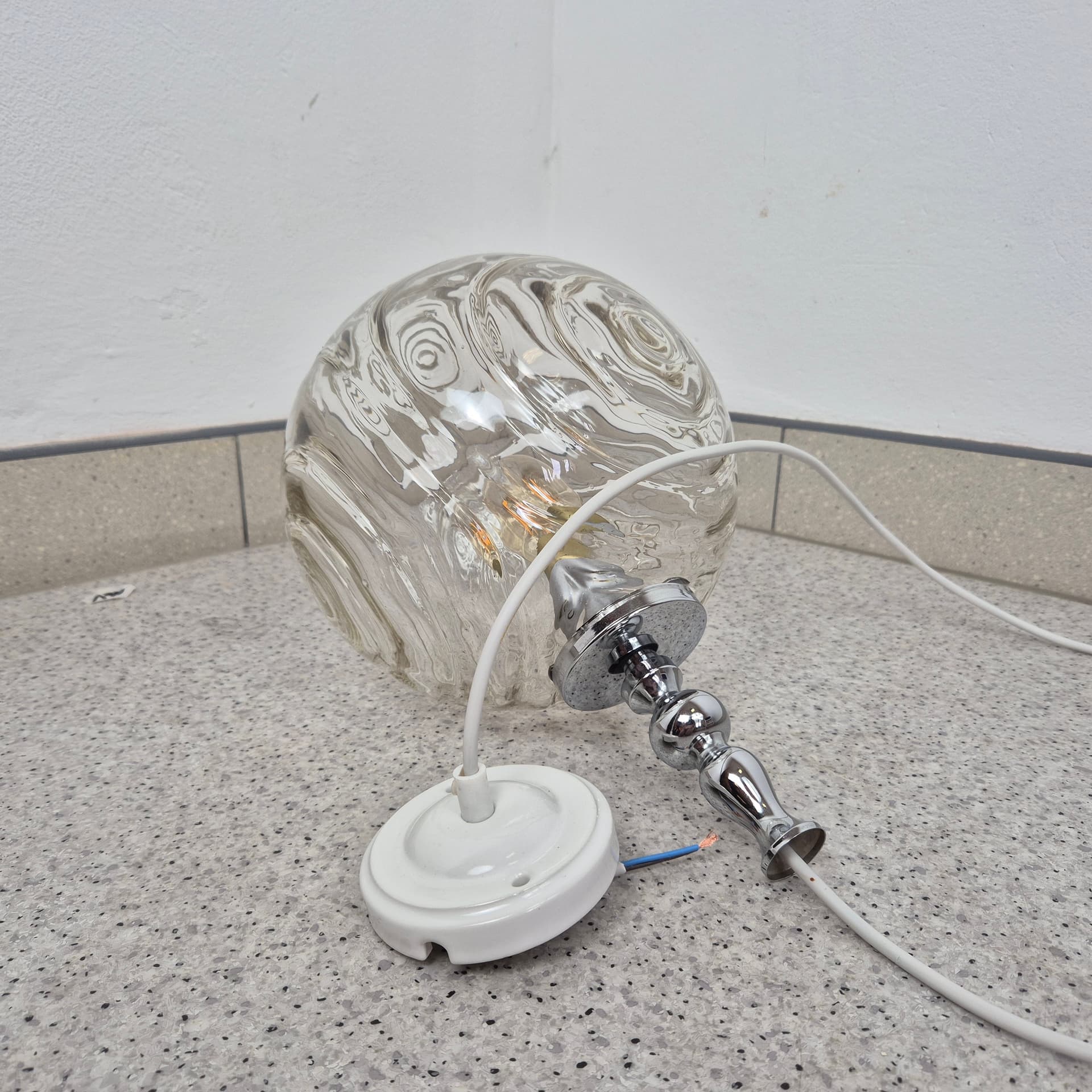 Pendant lamp, transparent, glass, Germany, 1960s. - 197167