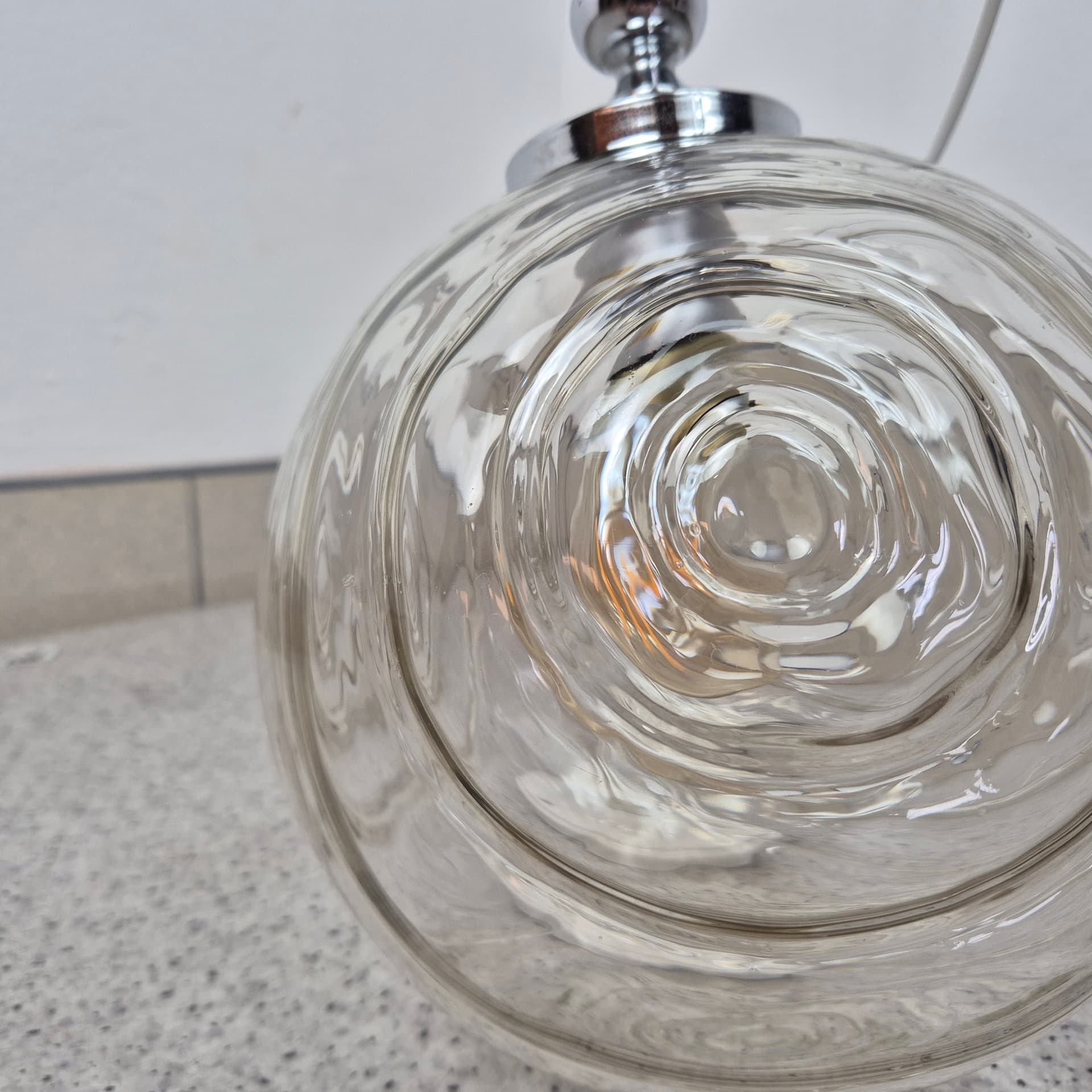 Pendant lamp, transparent, glass, Germany, 1960s. - 197165