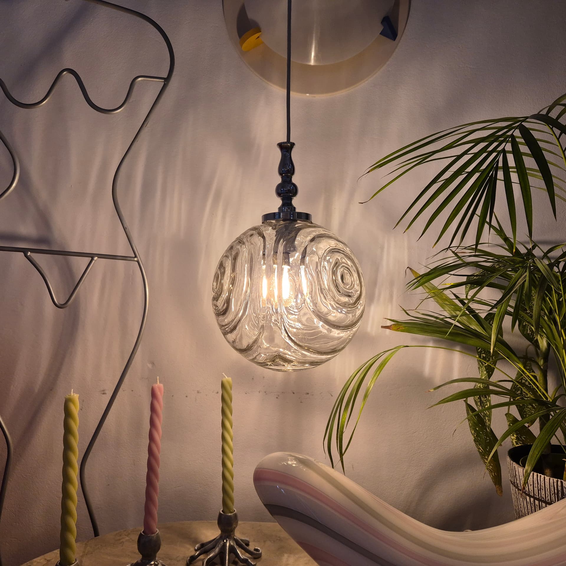 Pendant lamp, transparent, glass, Germany, 1960s. - 197171