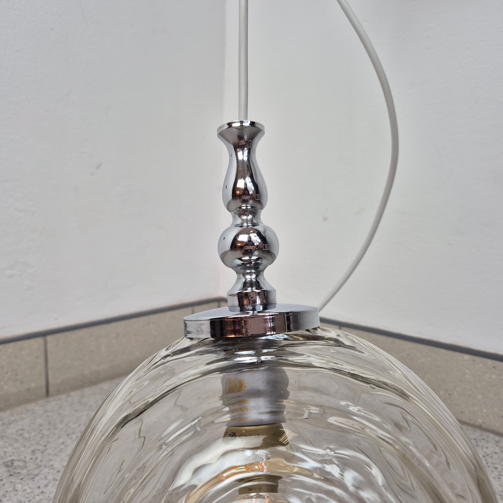 Pendant lamp, transparent, glass, Germany, 1960s. - 197164