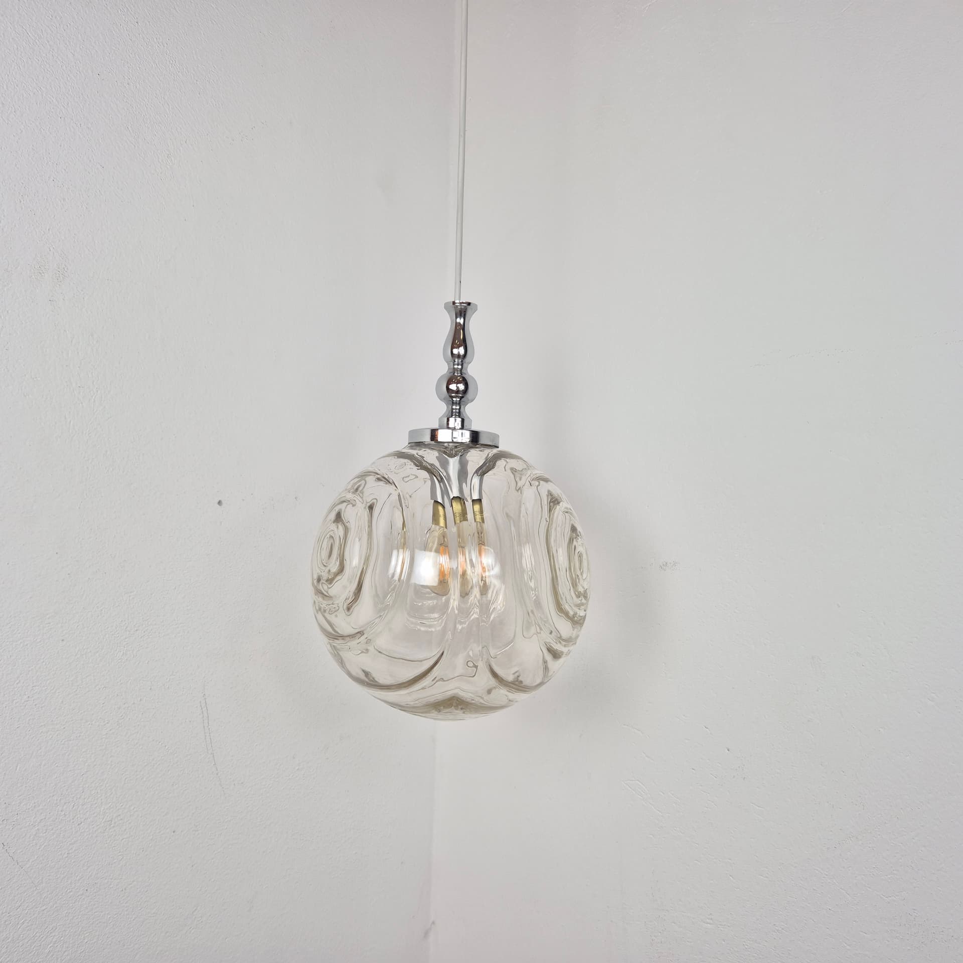 Pendant lamp, transparent, glass, Germany, 1960s. - 197163