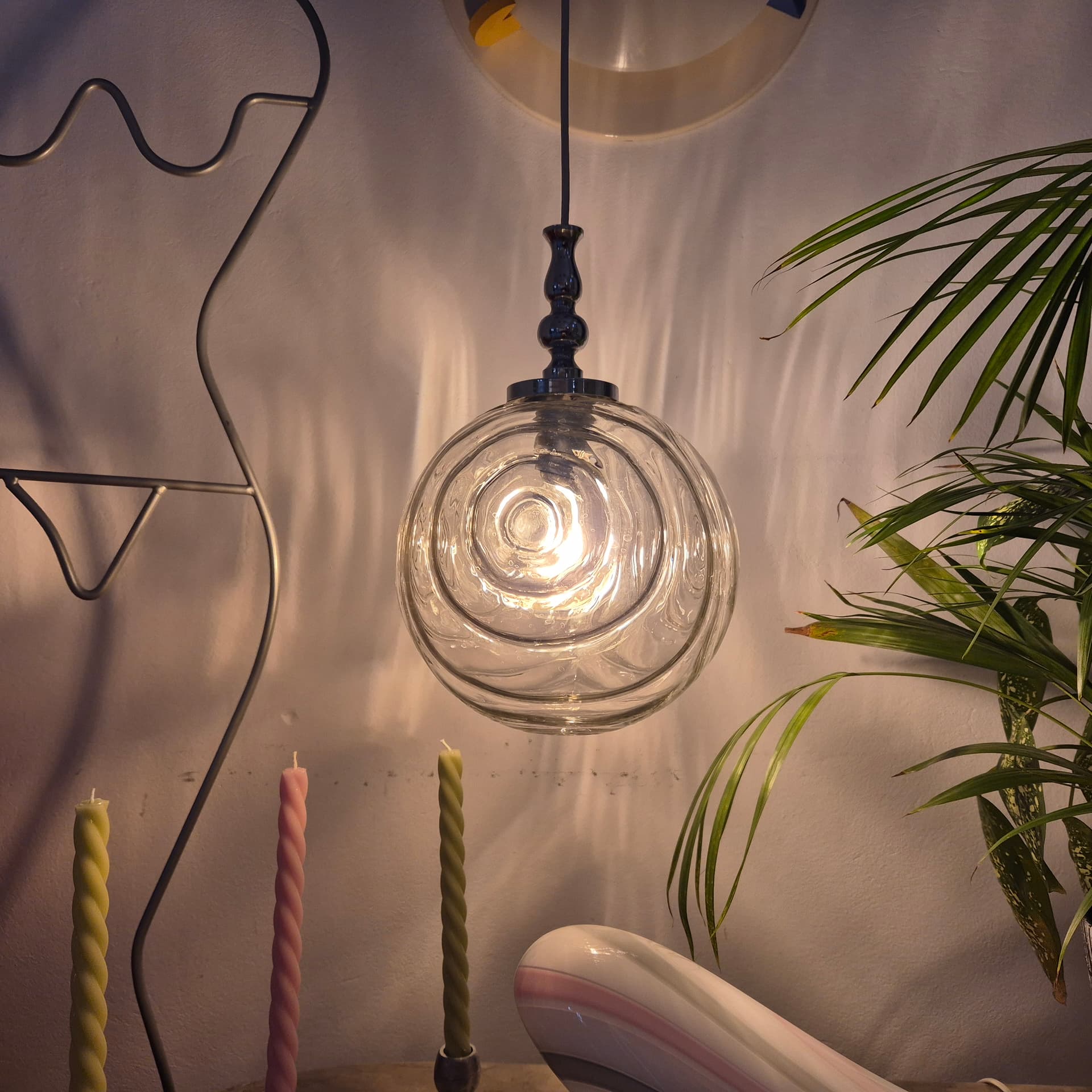 Pendant lamp, transparent, glass, Germany, 1960s. - 197170