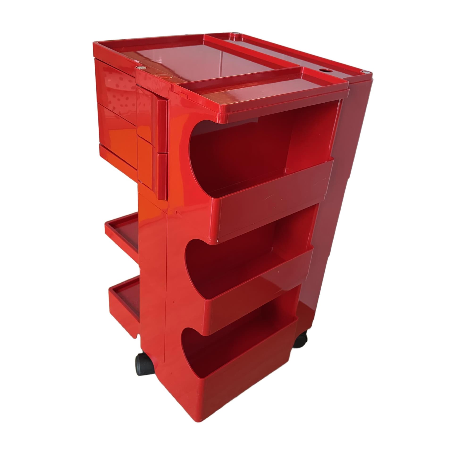 Organizer biurowy, czerwony, plastik, proj. J. Colombo, Włochy, lata 70.