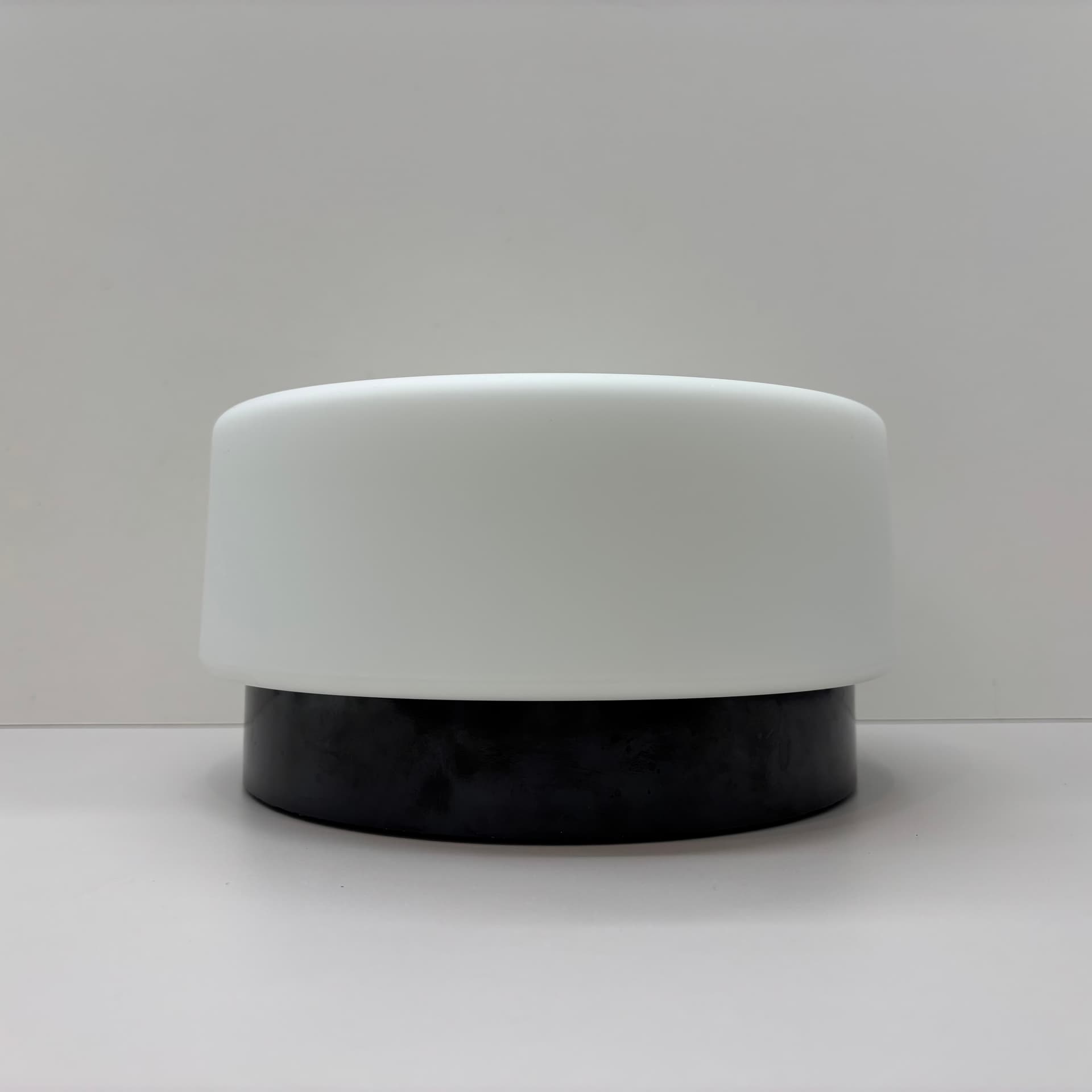 Ceiling Light Bauhaus, white opal glass, black bakelite, Germany, 1970s. - 197219