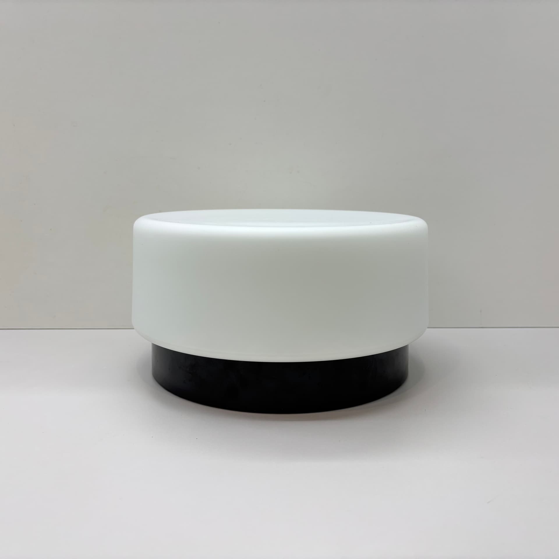 Ceiling Light Bauhaus, white opal glass, black bakelite, Germany, 1970s. - 197217