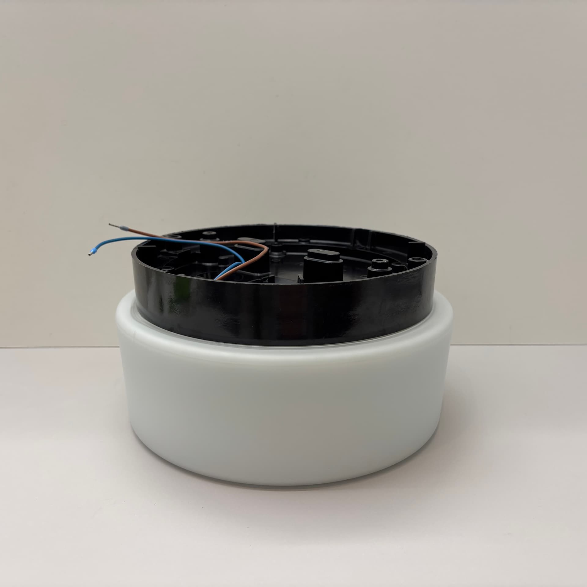 Ceiling Light Bauhaus, white opal glass, black bakelite, Germany, 1970s. - 197214