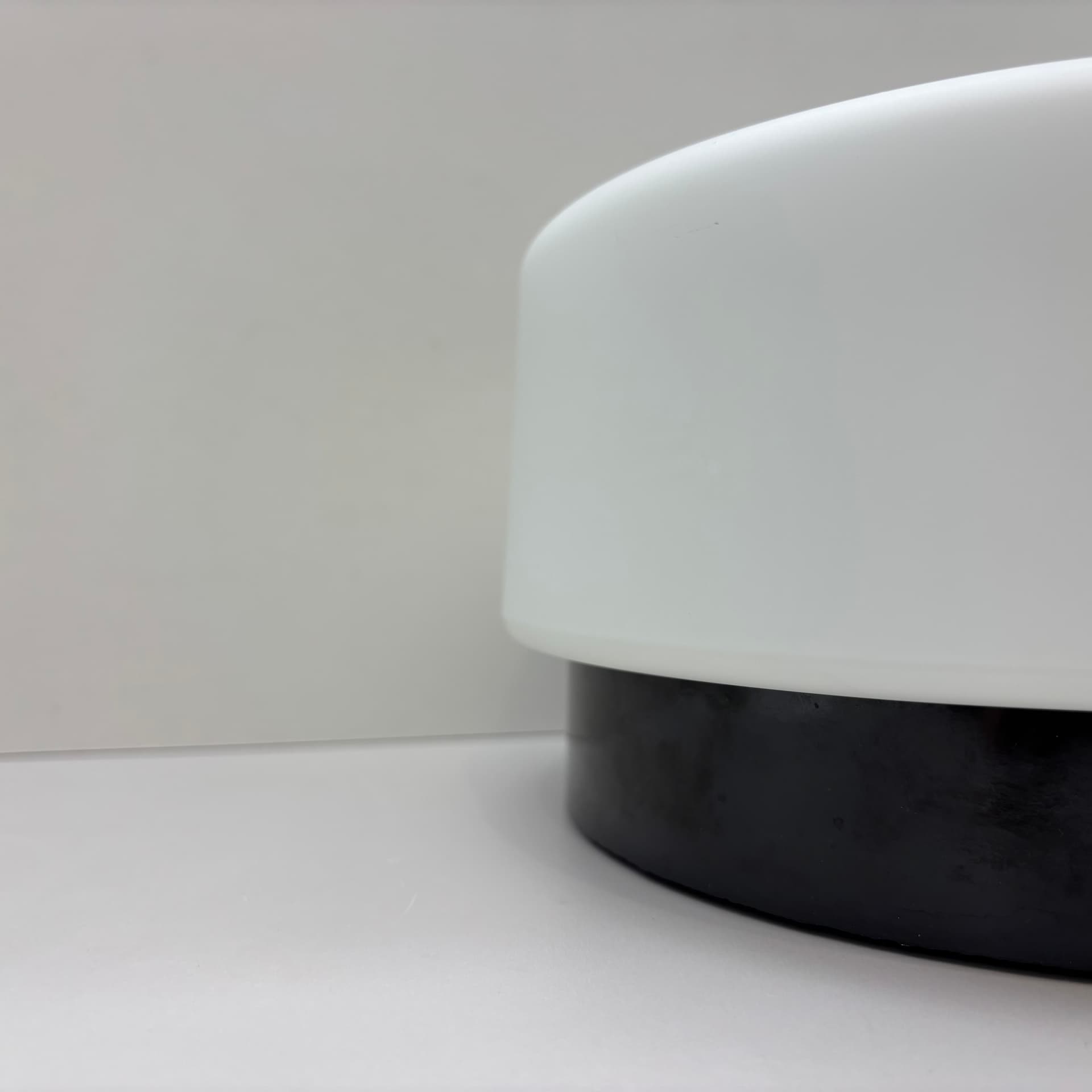 Ceiling Light Bauhaus, white opal glass, black bakelite, Germany, 1970s. - 197218