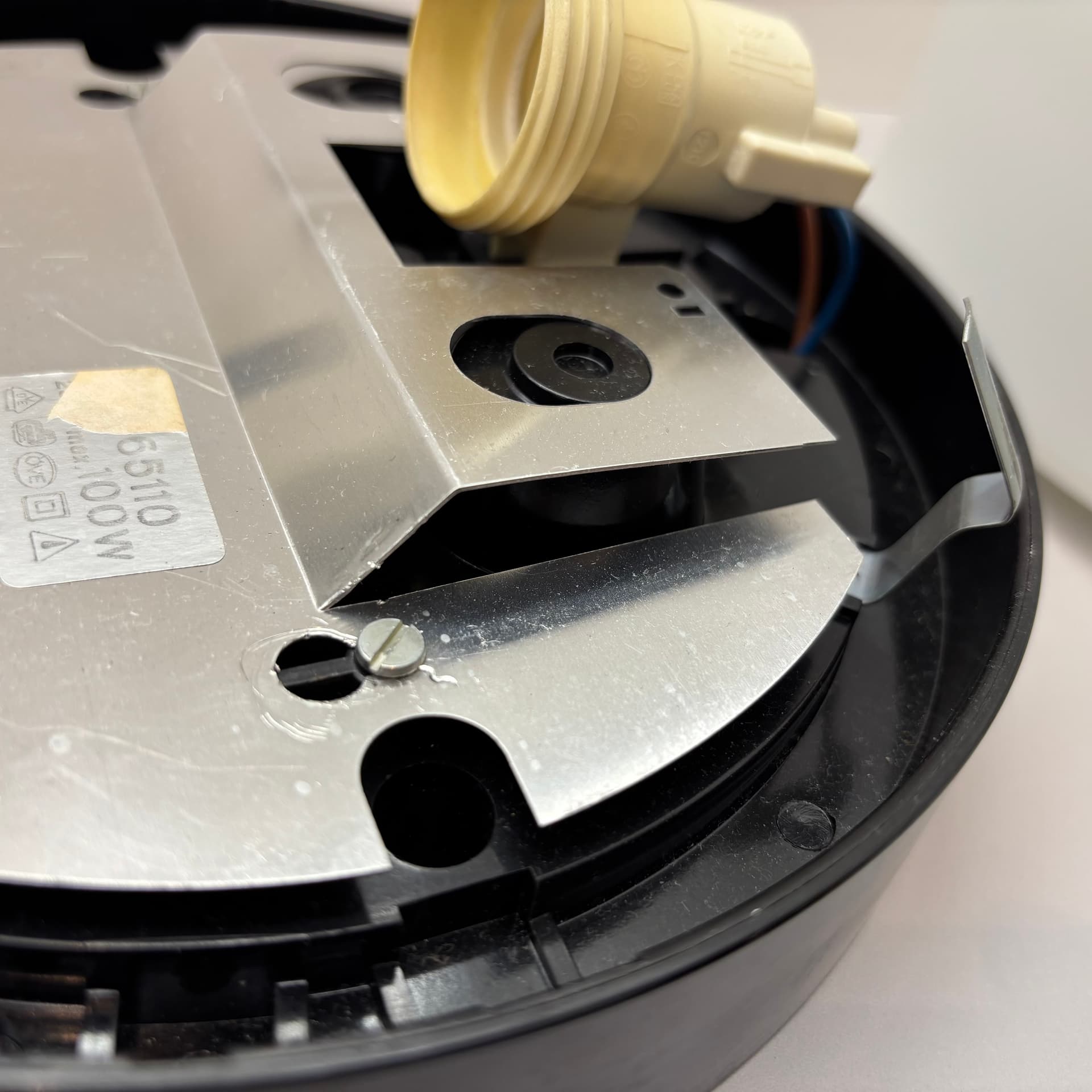 Ceiling Light Bauhaus, white opal glass, black bakelite, Germany, 1970s. - 197222