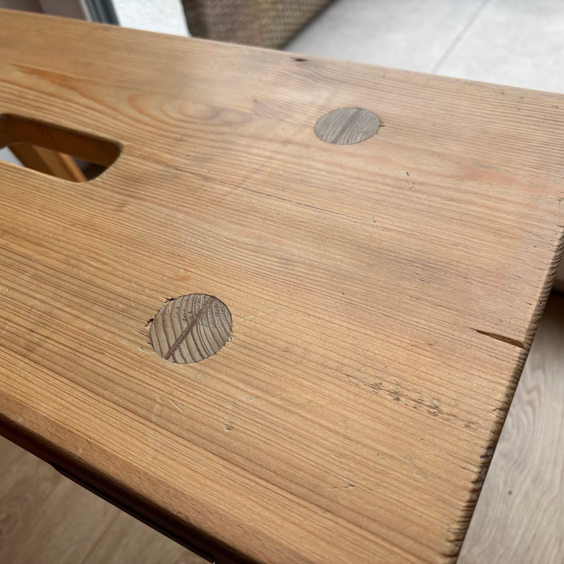 Stool, light brown pine, Germany, 1980s. - 197309