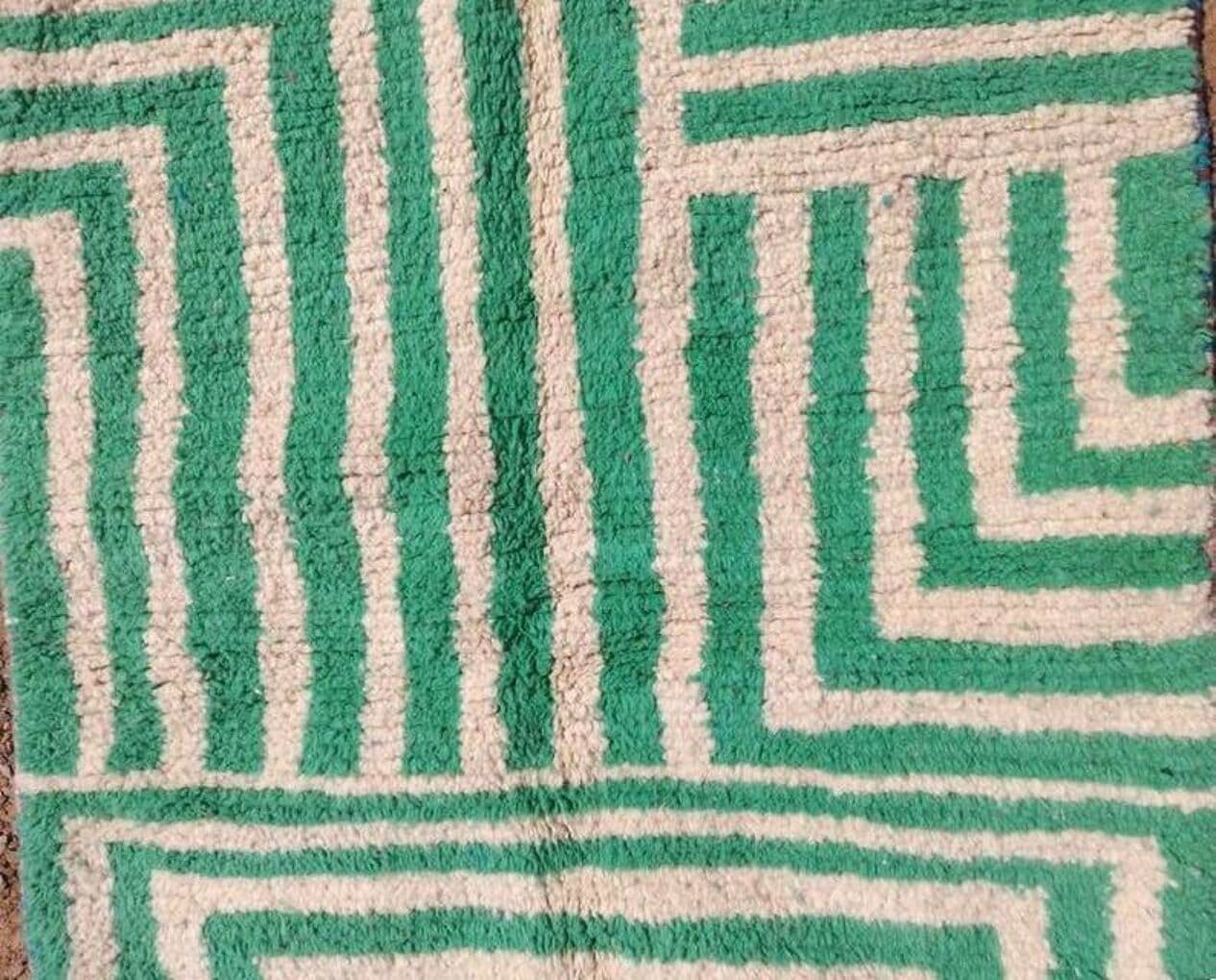 Ręcznie tkany dywan 140x260 cm, wełna, zielony, Maroko - 197413