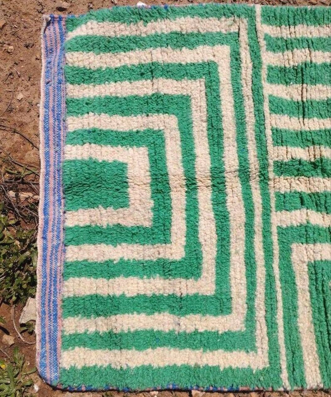 Ręcznie tkany dywan 140x260 cm, wełna, zielony, Maroko - 197415