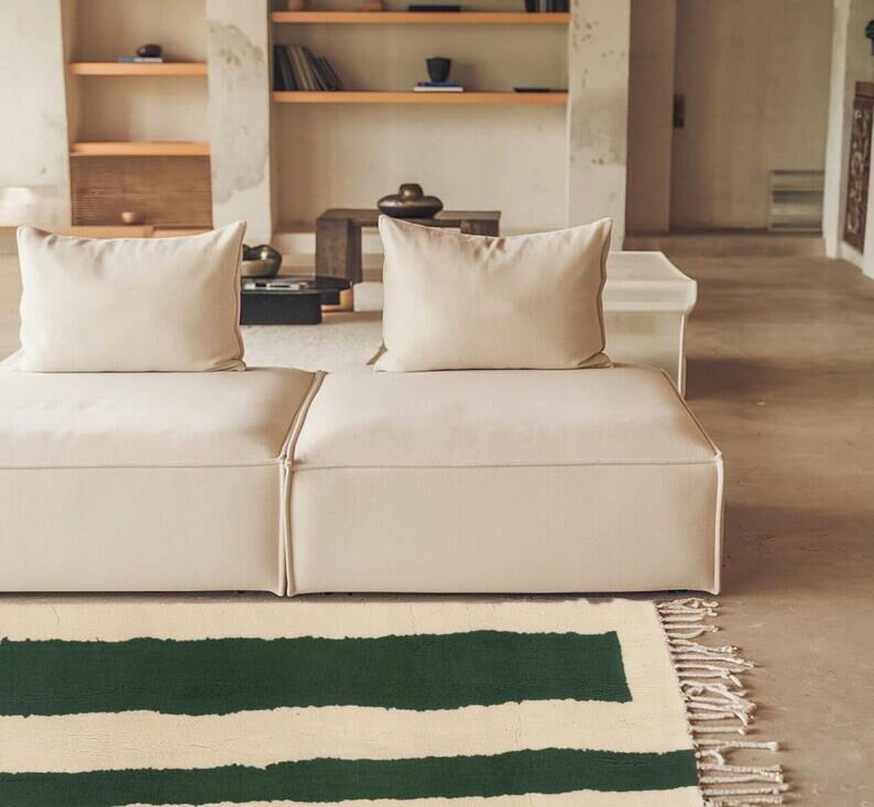 Ręcznie tkany dywan 150x250 cm, wełna, kość słoniowa, butelkowa zieleń, Maroko - 197410