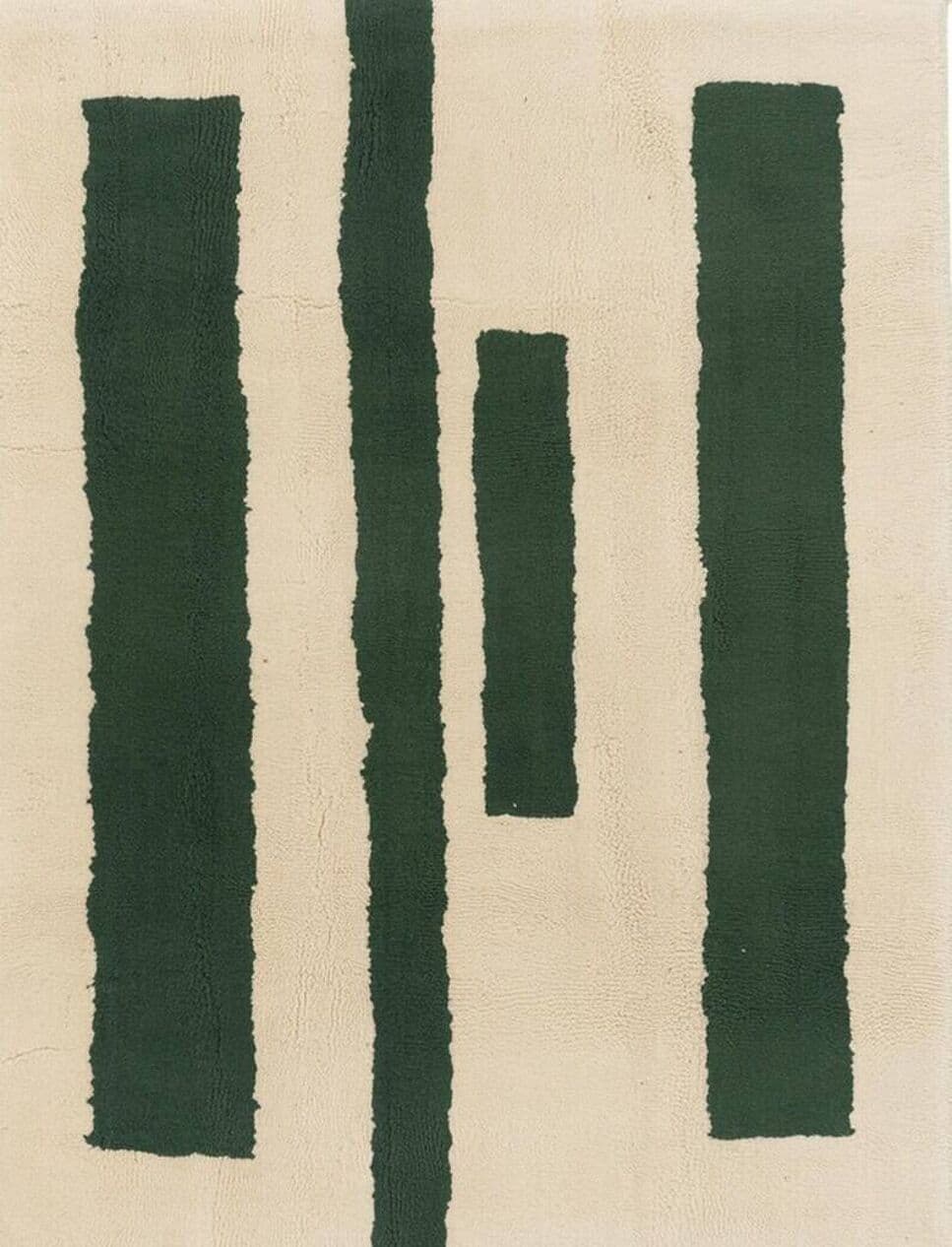 Ręcznie tkany dywan 150x250 cm, wełna, kość słoniowa, butelkowa zieleń, Maroko - 197409