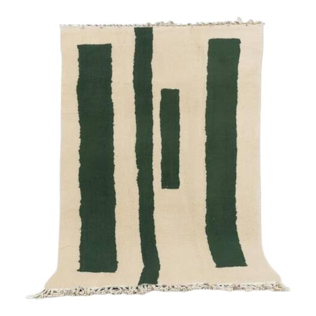 Ręcznie tkany dywan 150x250 cm, wełna, kość słoniowa, butelkowa zieleń, Maroko - WYMIARY