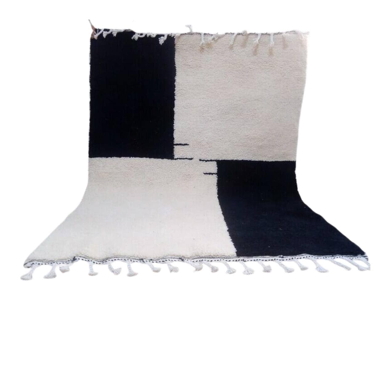 Ręcznie tkany dywan 150x250 cm, wełna, biały, czarny, Maroko