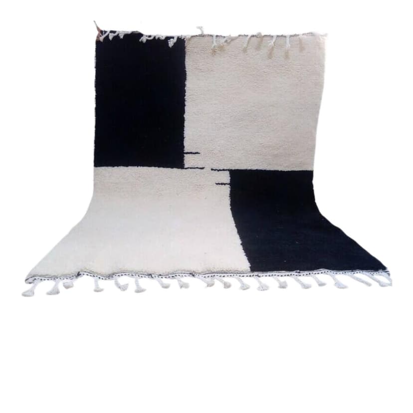 Ręcznie tkany dywan 150x250 cm, wełna, biały, czarny, Maroko