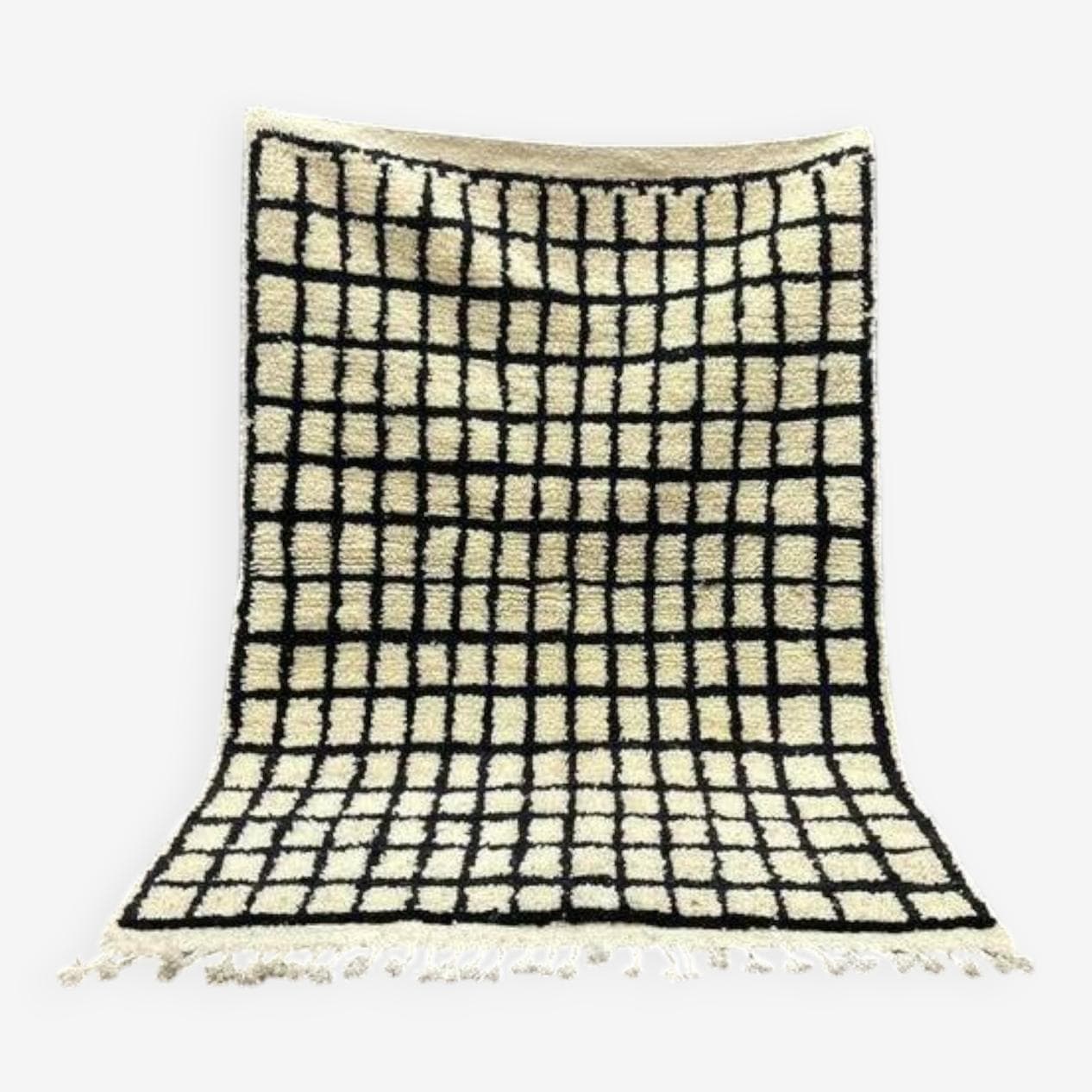 Ręcznie tkany dywan 250x150 cm, wełna, kremowy, czarny, Maroko - 197392