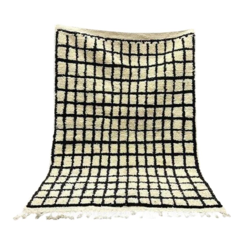 Ręcznie tkany dywan 250x150 cm, wełna, kremowy, czarny, Maroko