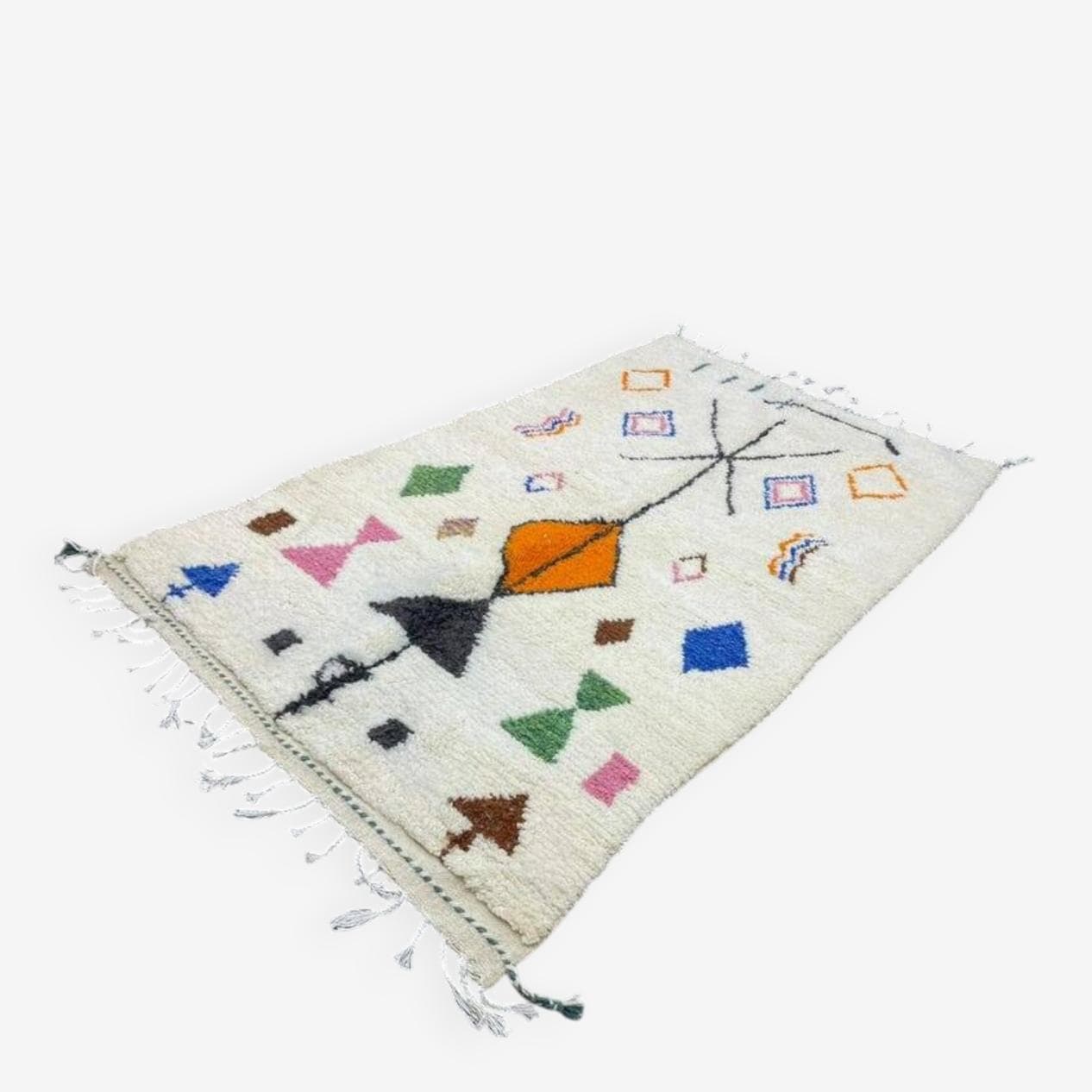 Ręcznie tkany dywan 250x150 cm, wełna, multikolor, Maroko - 197383