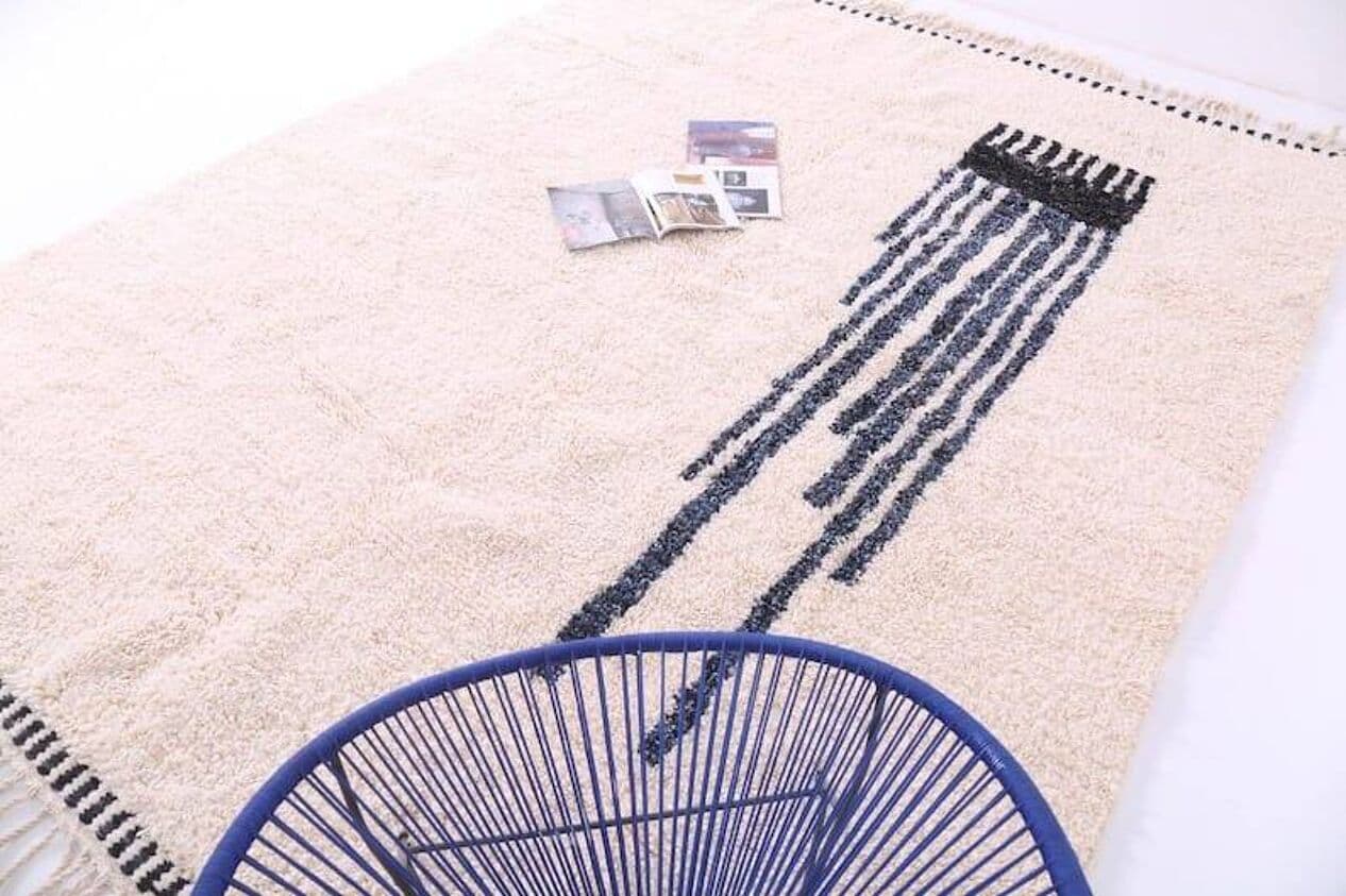 Ręcznie tkany dywan 140x260 cm, wełna, kość słoniowa, Maroko - 197370