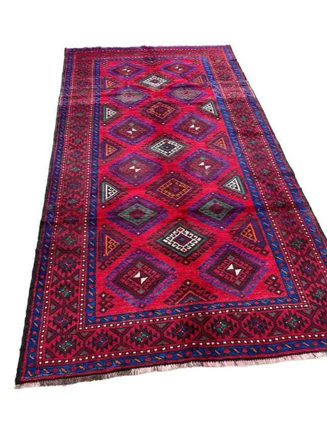 Dywan perski Beludż 290x165 cm, czerwony, wełna, Iran - WYMIARY