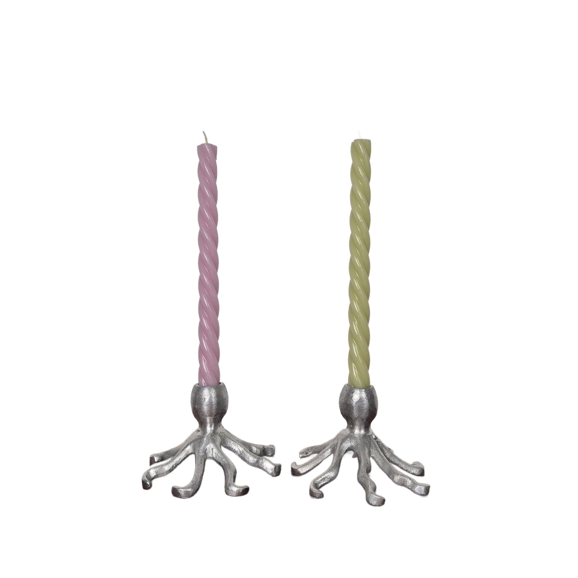 Świecznik ośmiornica, srebrny, aluminium, Szwecja, lata 80.