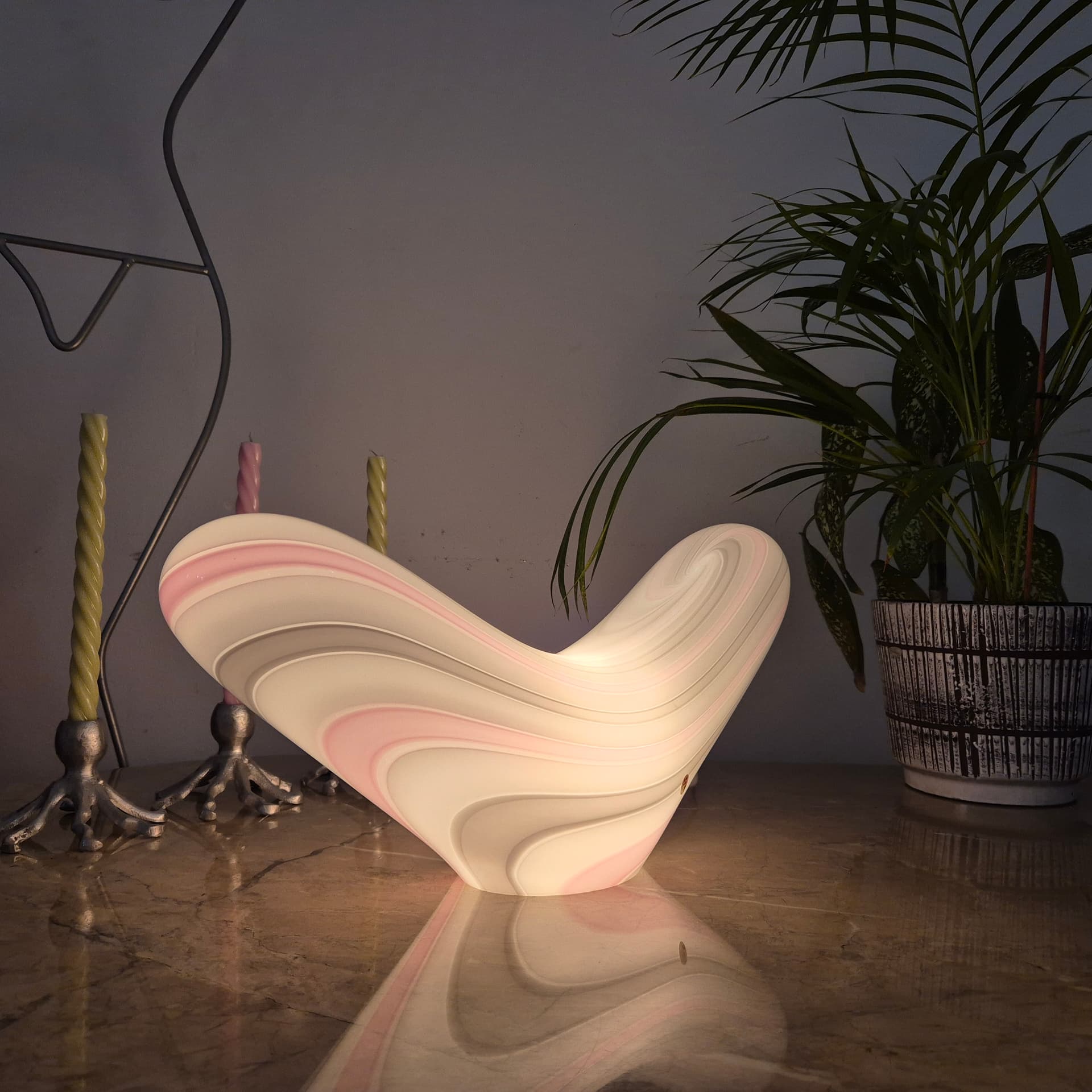 Lampa stołowa Vetri Murano, szkło białe, Włochy, lata 60. - 197572