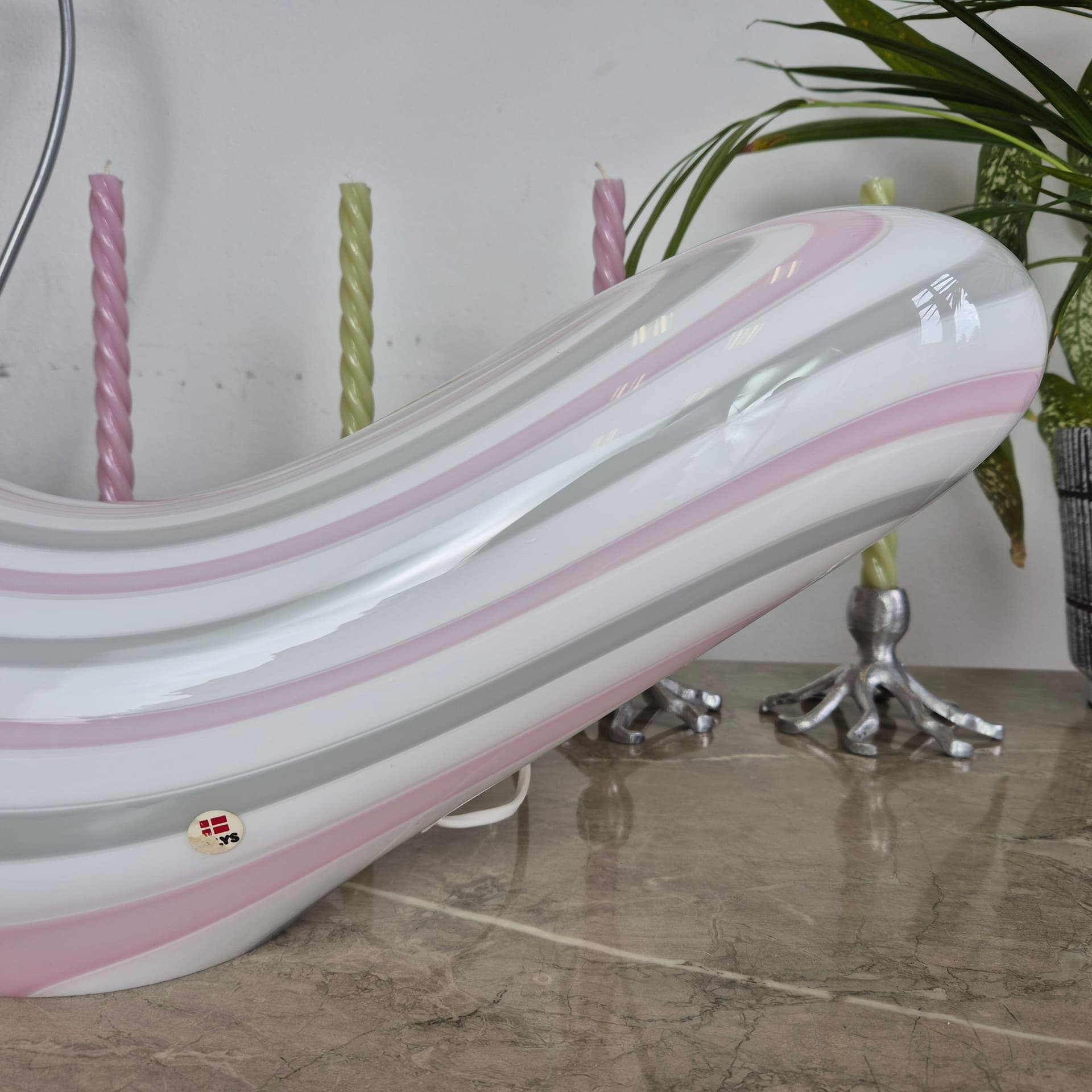 Lampa stołowa Vetri Murano, szkło białe, Włochy, lata 60. - 197562